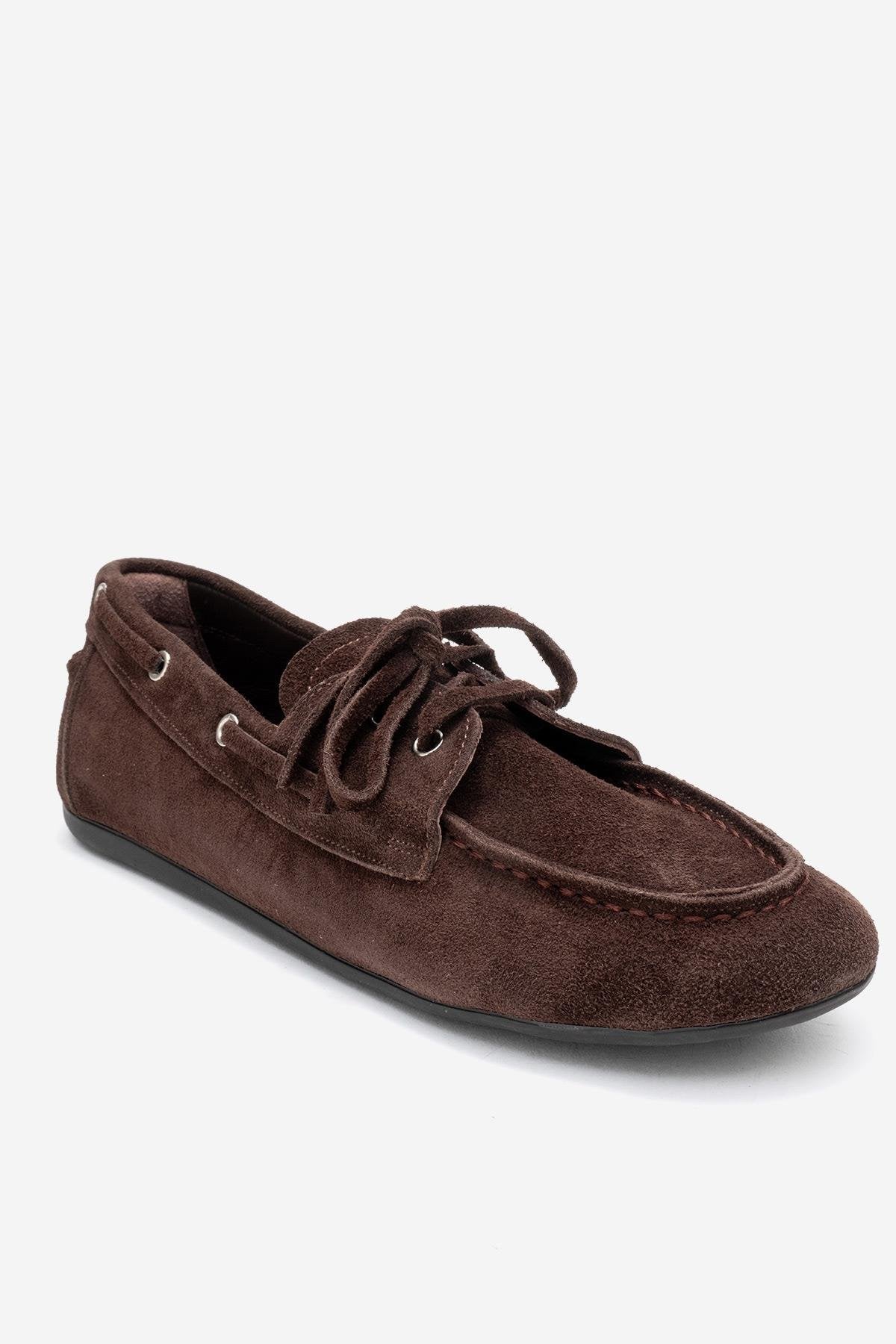 Serelis - Brown Suede Genuine Leather Lace-Up Loafer (Women)