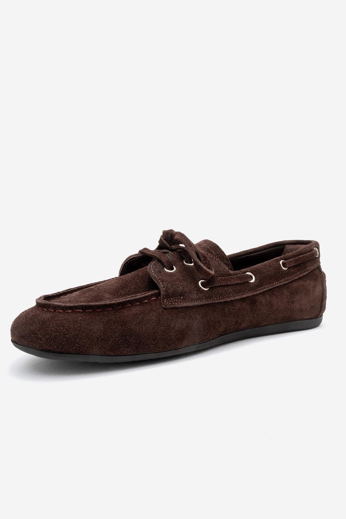Serelis - Brown Suede Genuine Leather Lace-Up Loafer (Women)