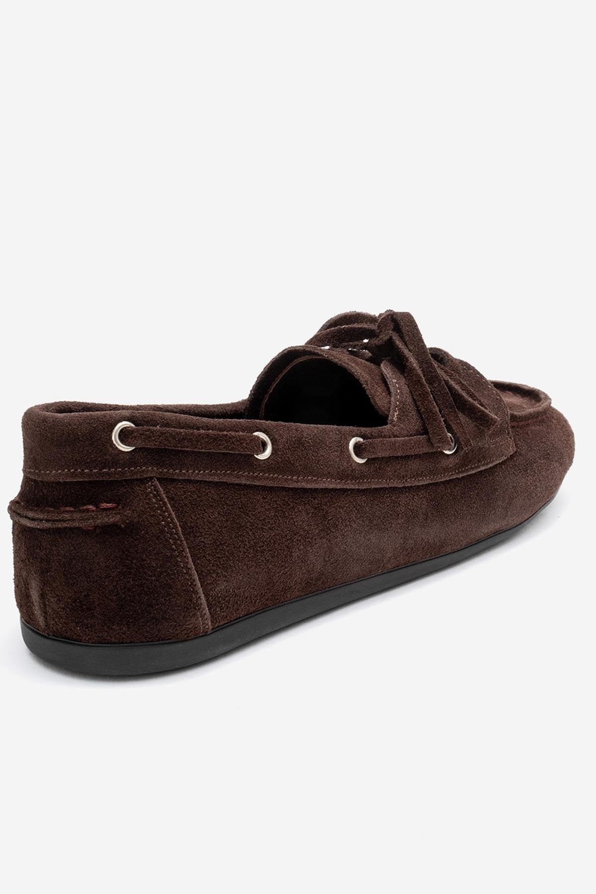 Serelis - Brown Suede Genuine Leather Lace-Up Loafer (Women)