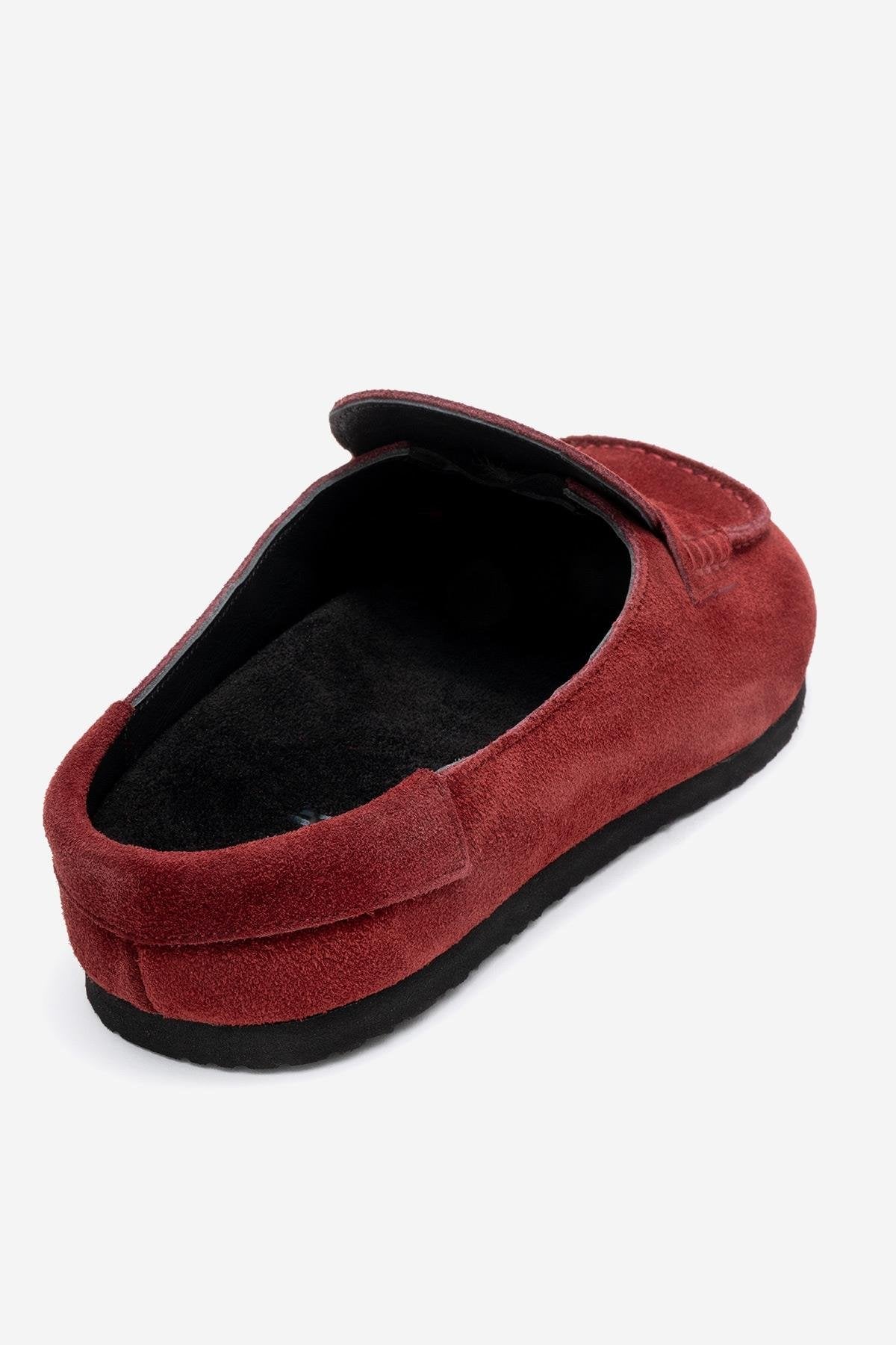 Priva - Burgundy Suede Genuine Leather Slip-On Mule (Women)