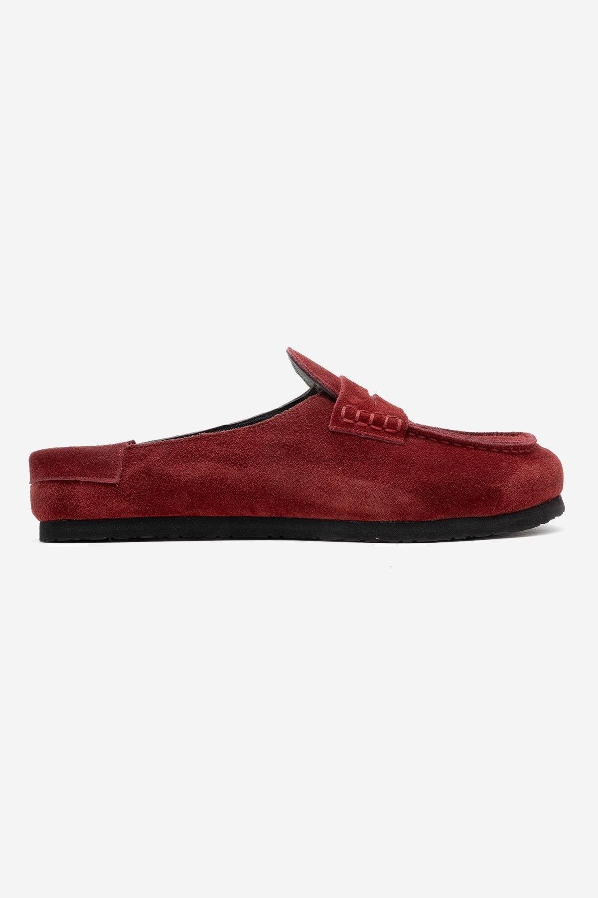 Priva - Burgundy Suede Genuine Leather Slip-On Mule (Women)