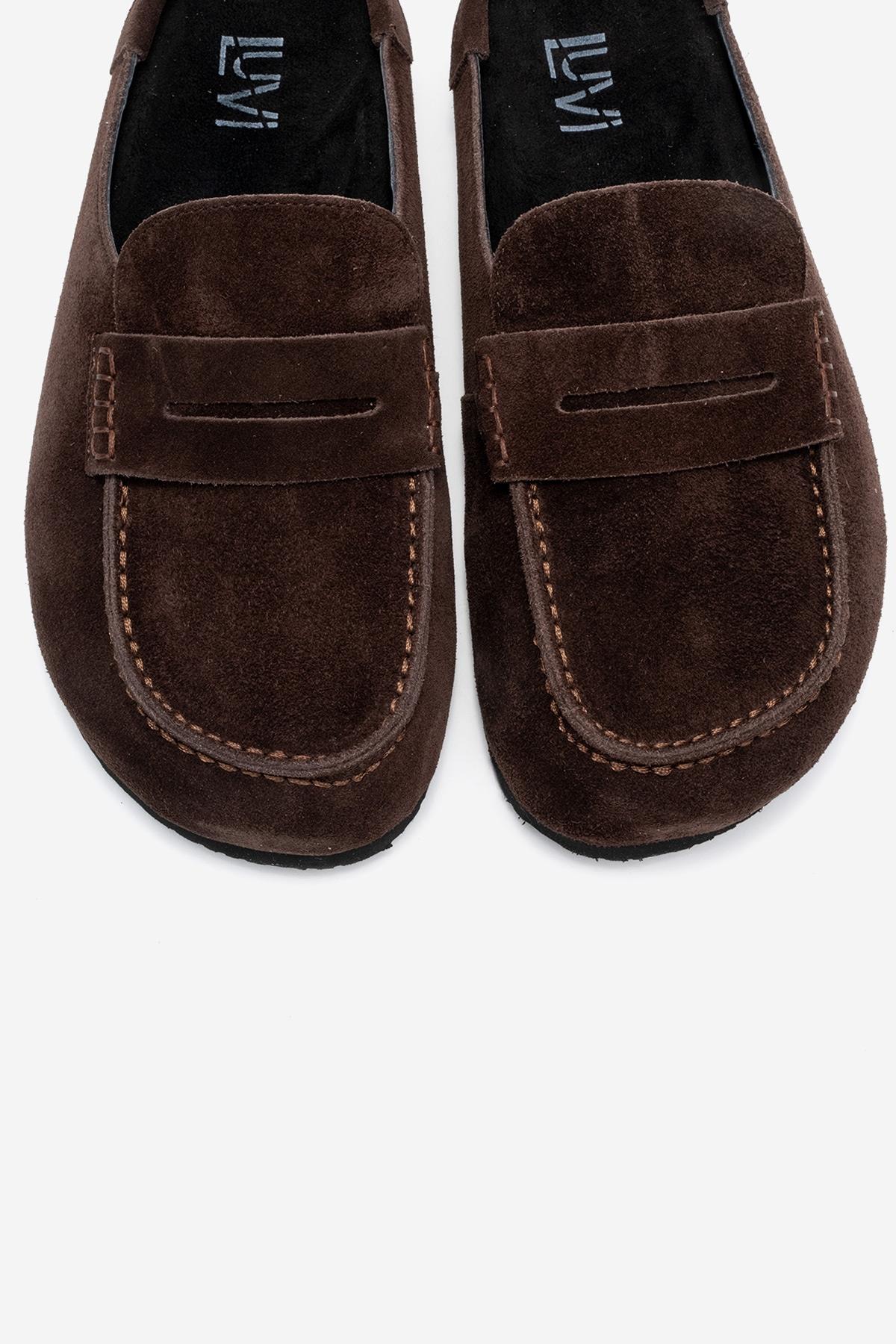 Priva - Brown Suede Genuine Leather Slipper (Women)