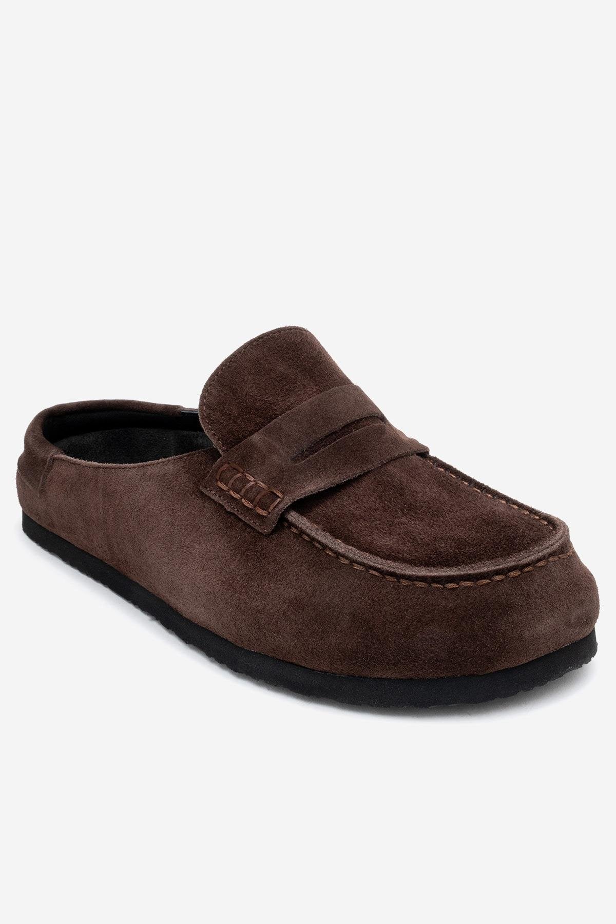 Priva - Brown Suede Genuine Leather Slipper (Women)