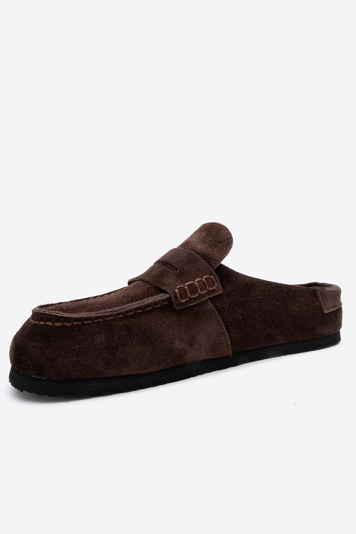 Priva - Brown Suede Genuine Leather Slipper (Women)