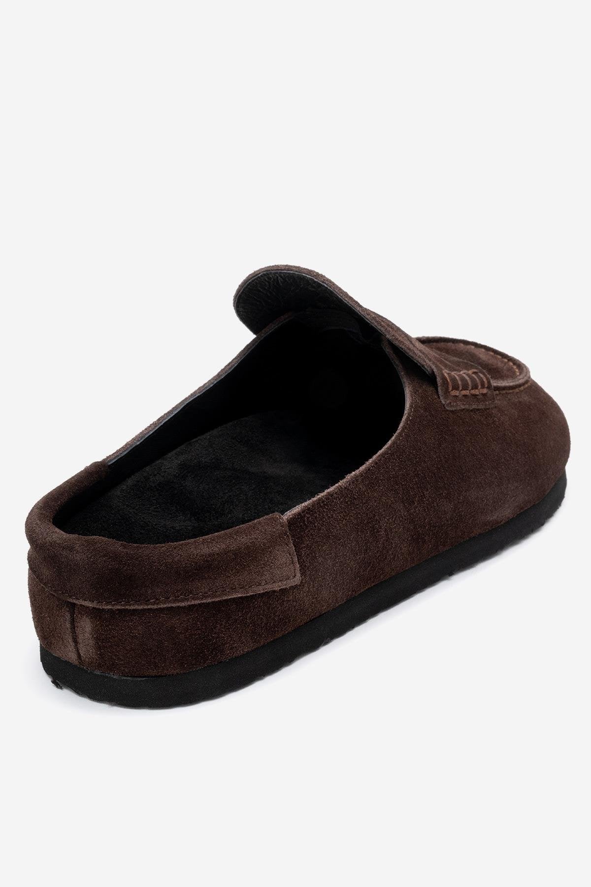 Priva - Brown Suede Genuine Leather Slipper (Women)