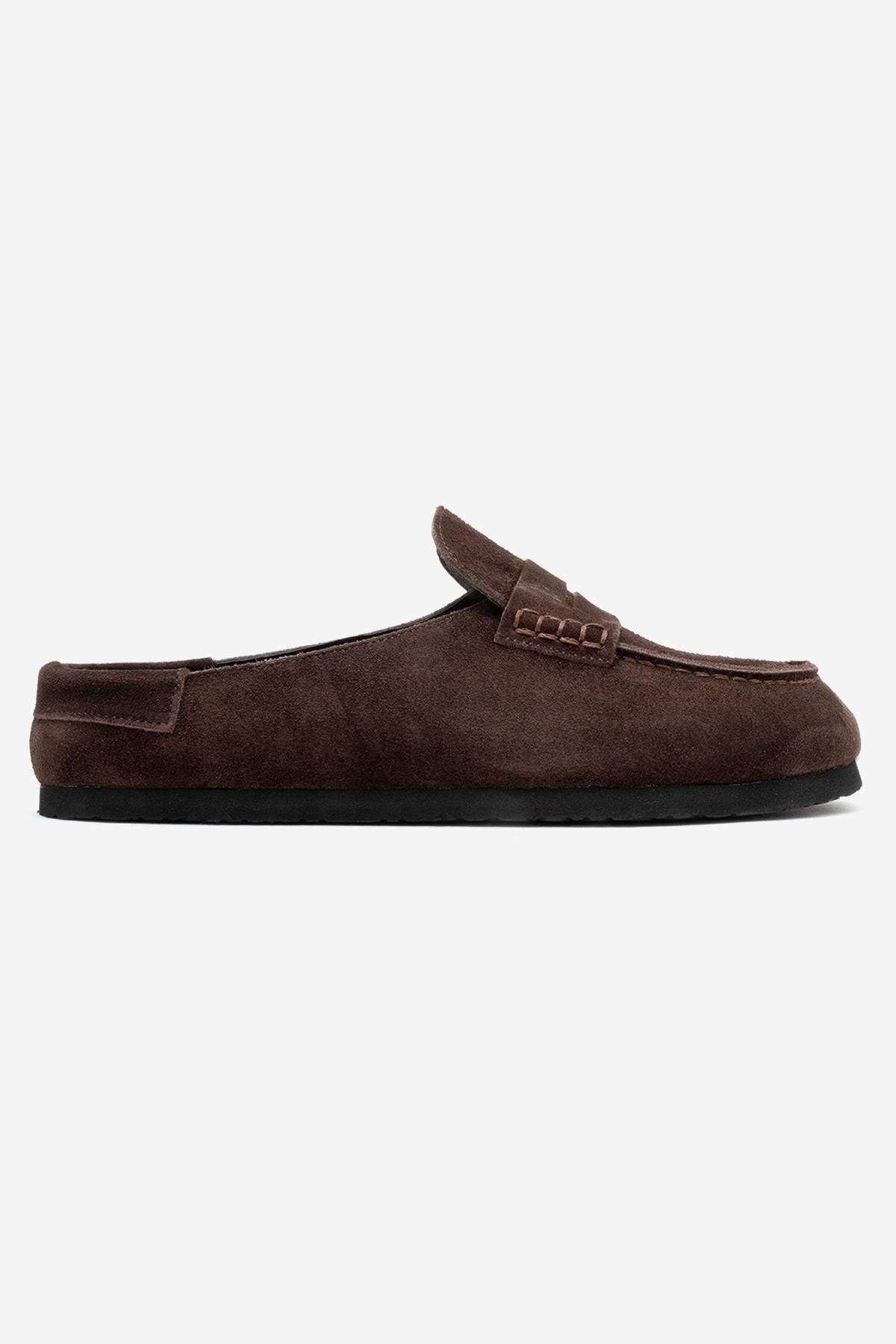 Priva - Brown Suede Genuine Leather Slipper (Women)