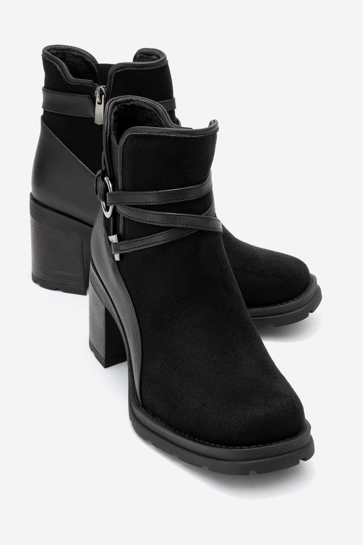 Wern - Black Suede Block Heel Ankle Boot (Women)