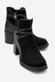 Wern - Black Suede Block Heel Ankle Boot (Women)