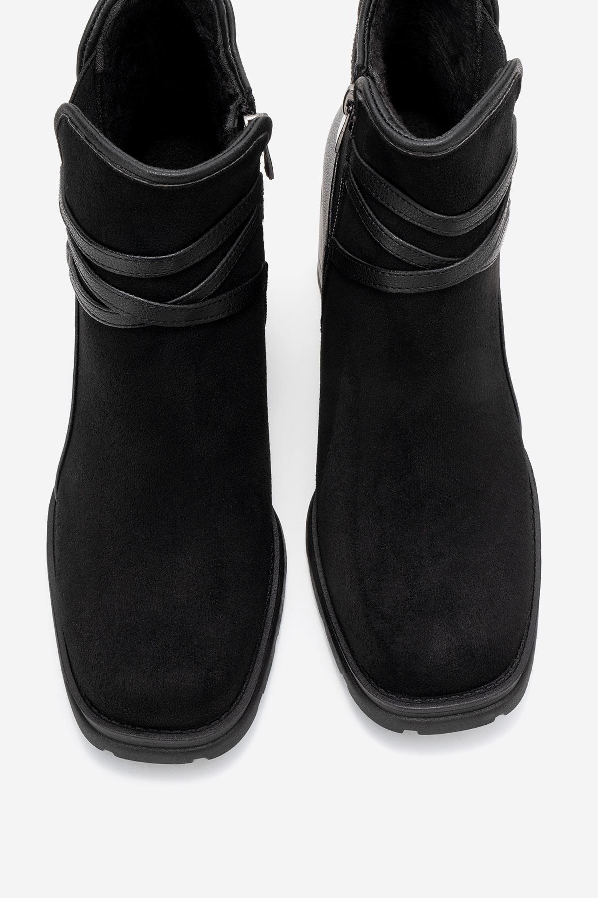 Wern - Black Suede Block Heel Ankle Boot (Women)