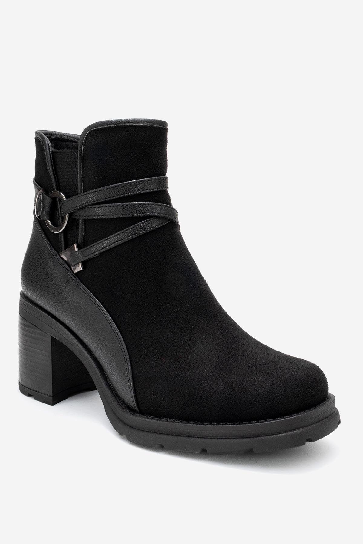 Wern - Black Suede Block Heel Ankle Boot (Women)