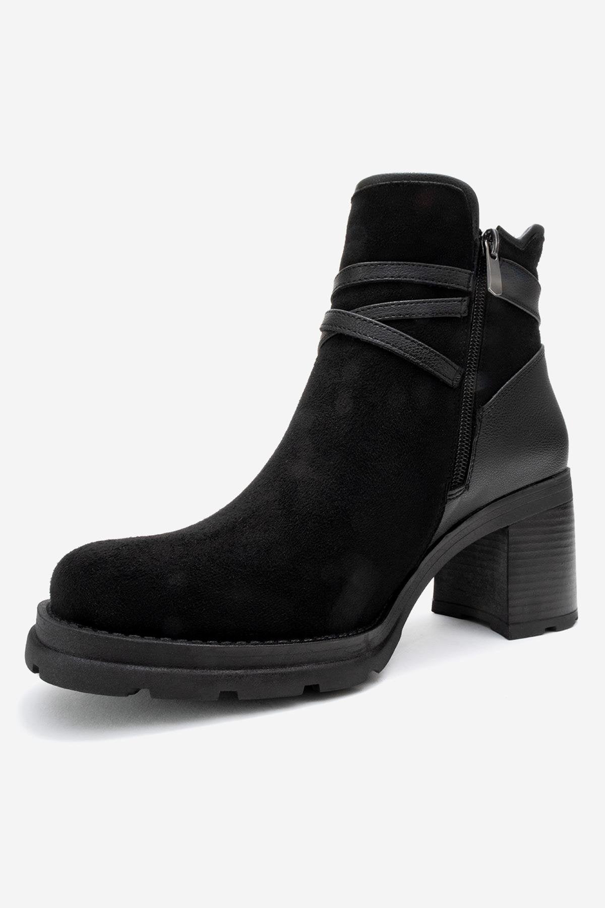 Wern - Black Suede Block Heel Ankle Boot (Women)