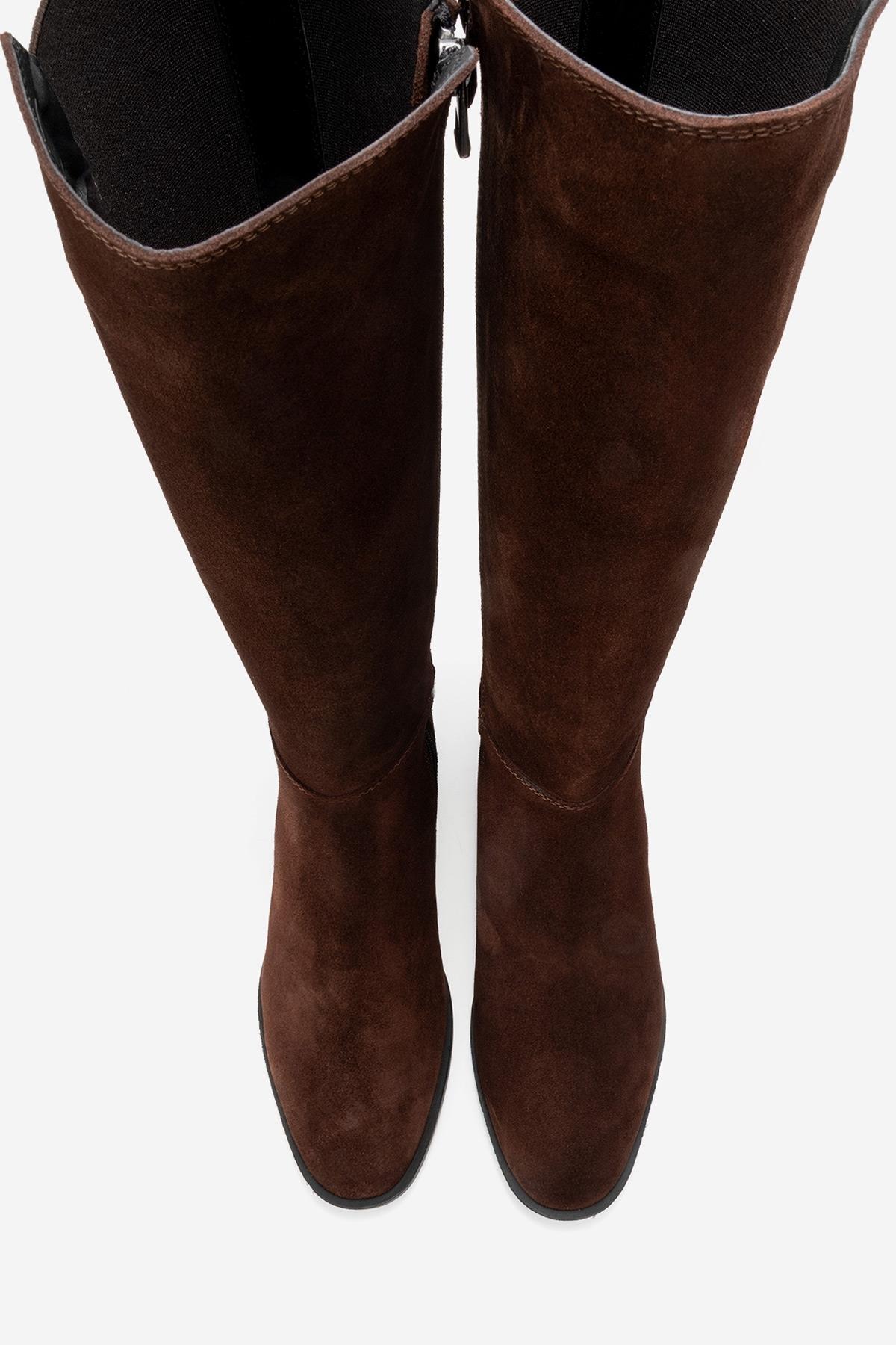 Rochos - Brown Suede Genuine Leather Knee-High Boot (Women)