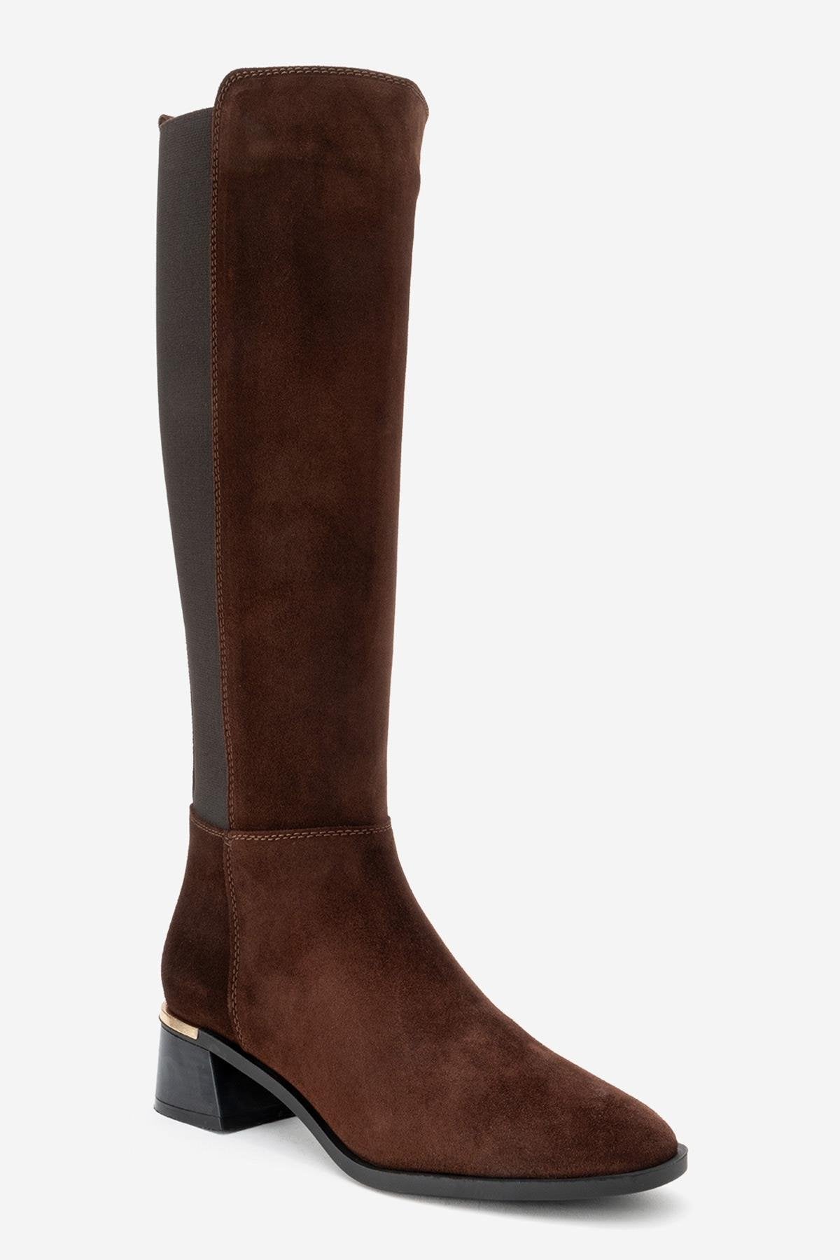 Rochos - Brown Suede Genuine Leather Knee-High Boot (Women)