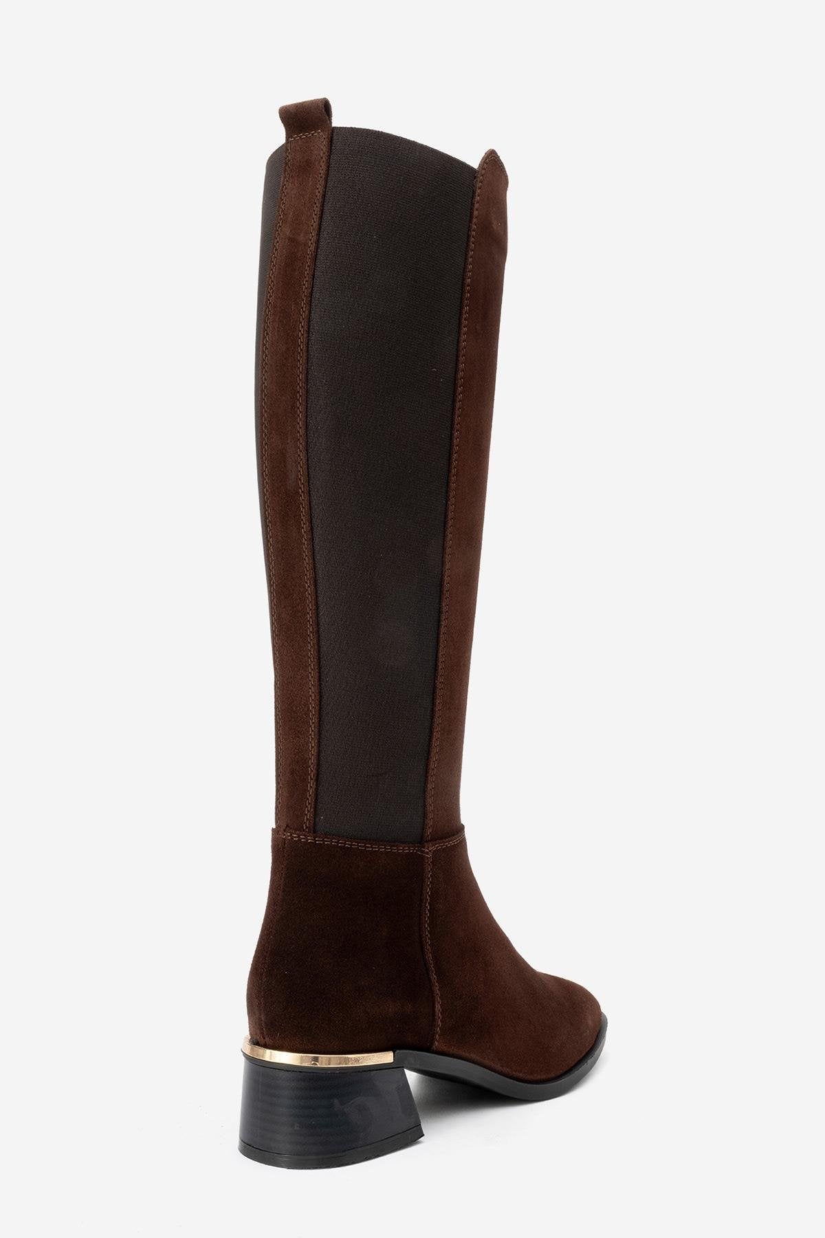 Rochos - Brown Suede Genuine Leather Knee-High Boot (Women)