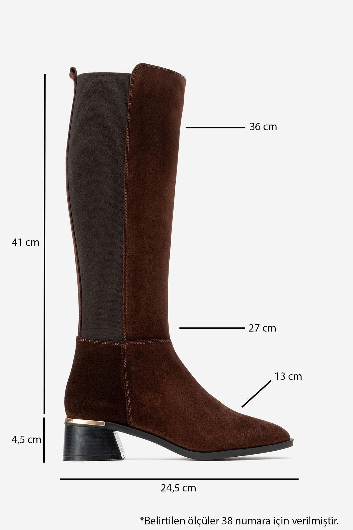 Rochos - Brown Suede Genuine Leather Knee-High Boot (Women)