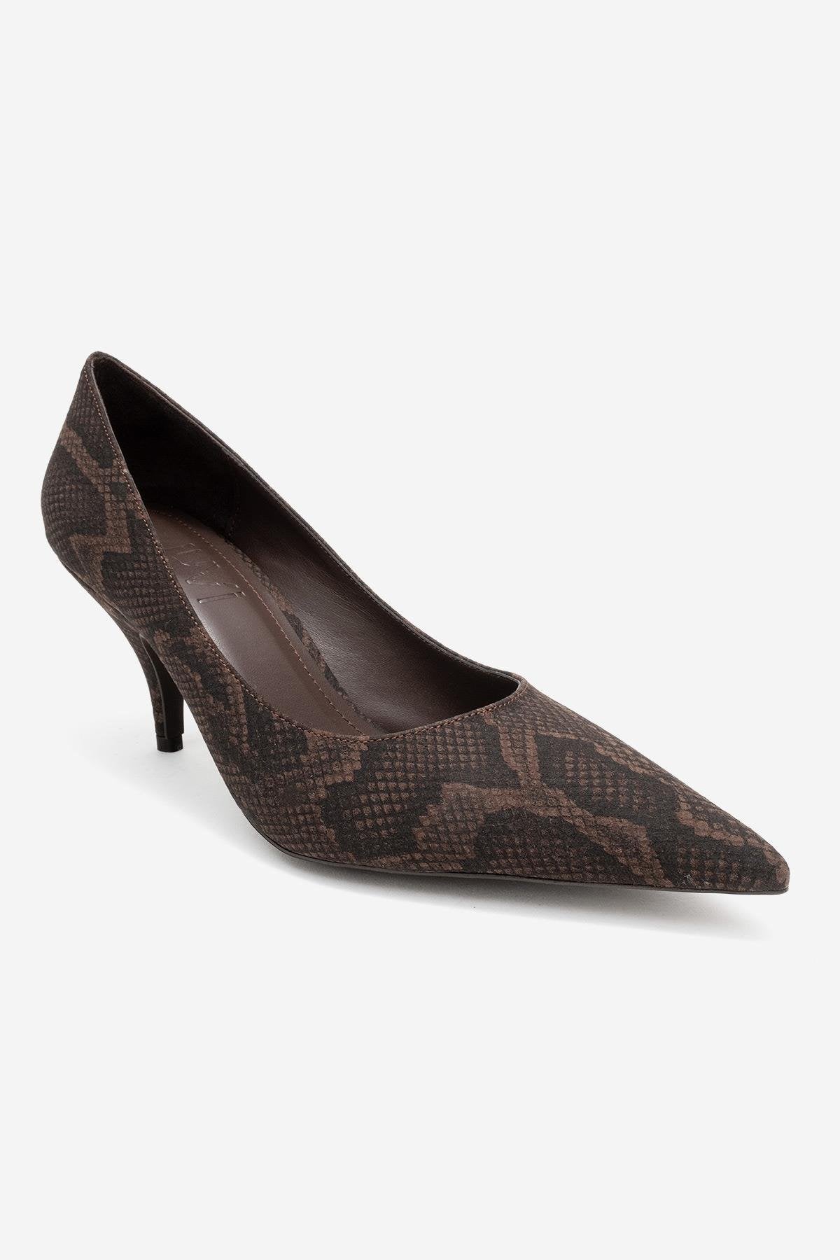 Marcus - Brown Patterned Heeled Shoe (Women)