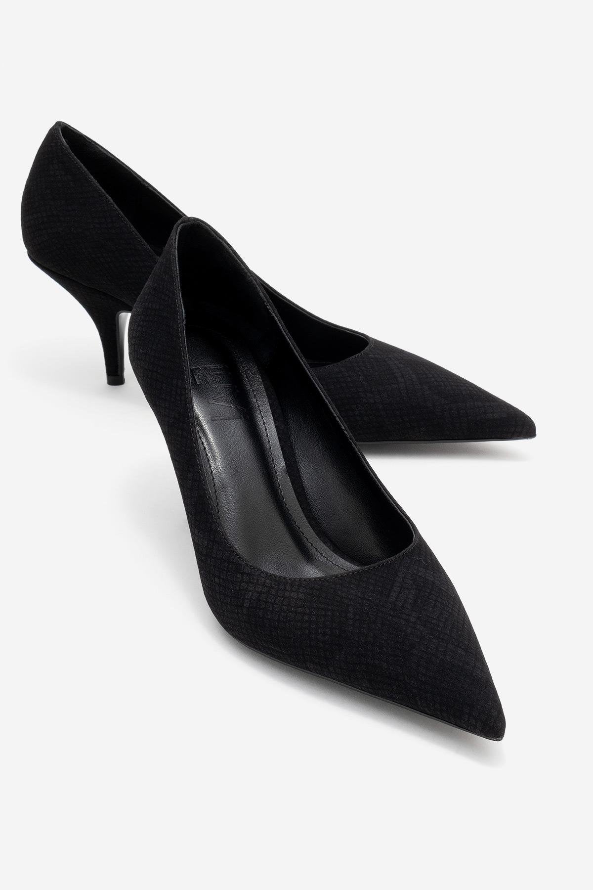 Marcus - Black Patterned Heeled Shoe (Women)