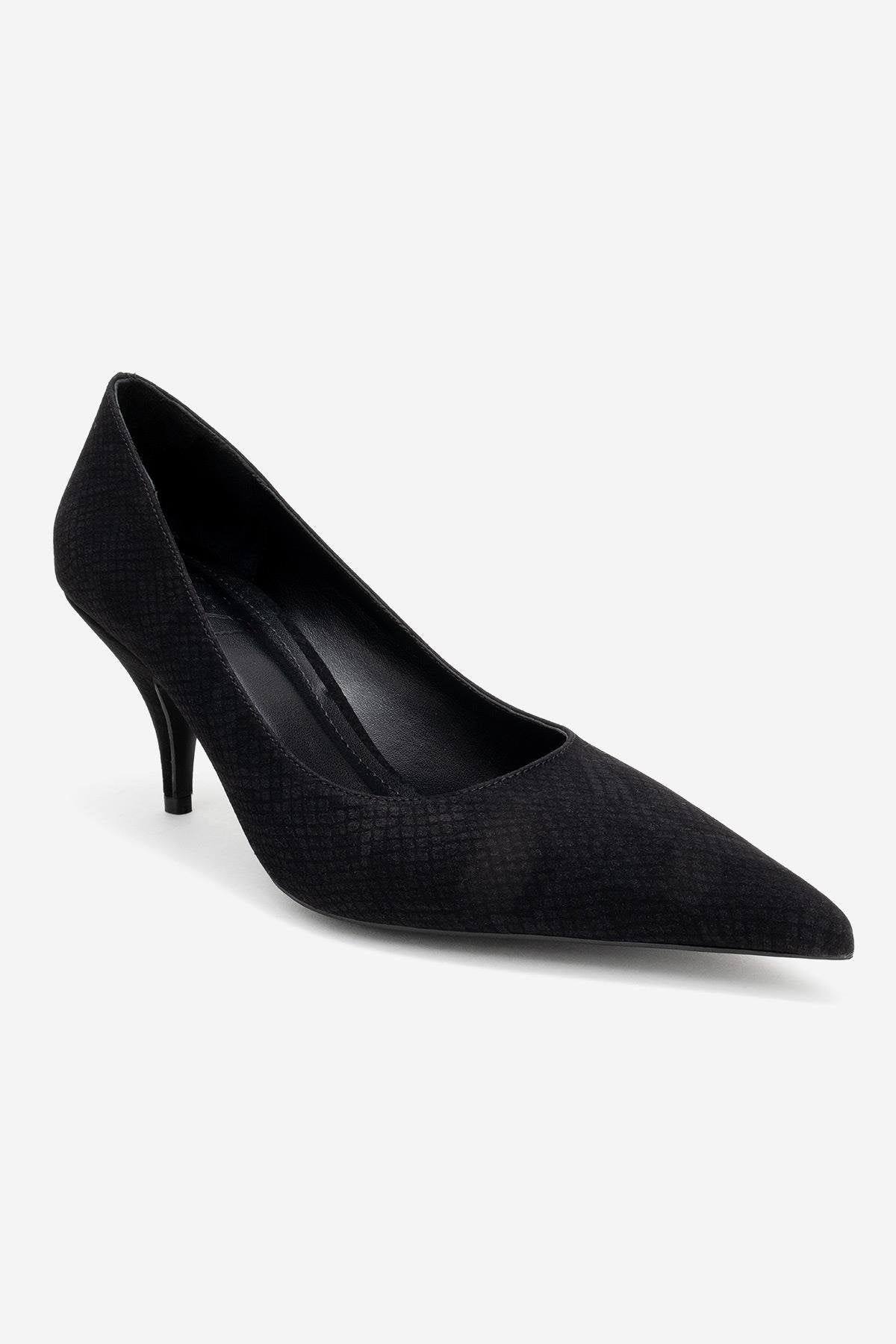 Marcus - Black Patterned Heeled Shoe (Women)