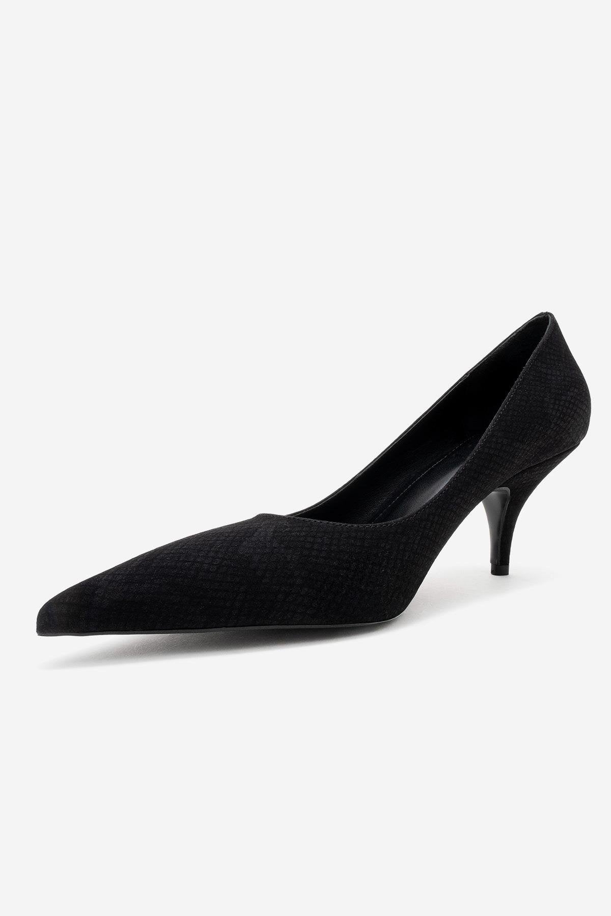 Marcus - Black Patterned Heeled Shoe (Women)