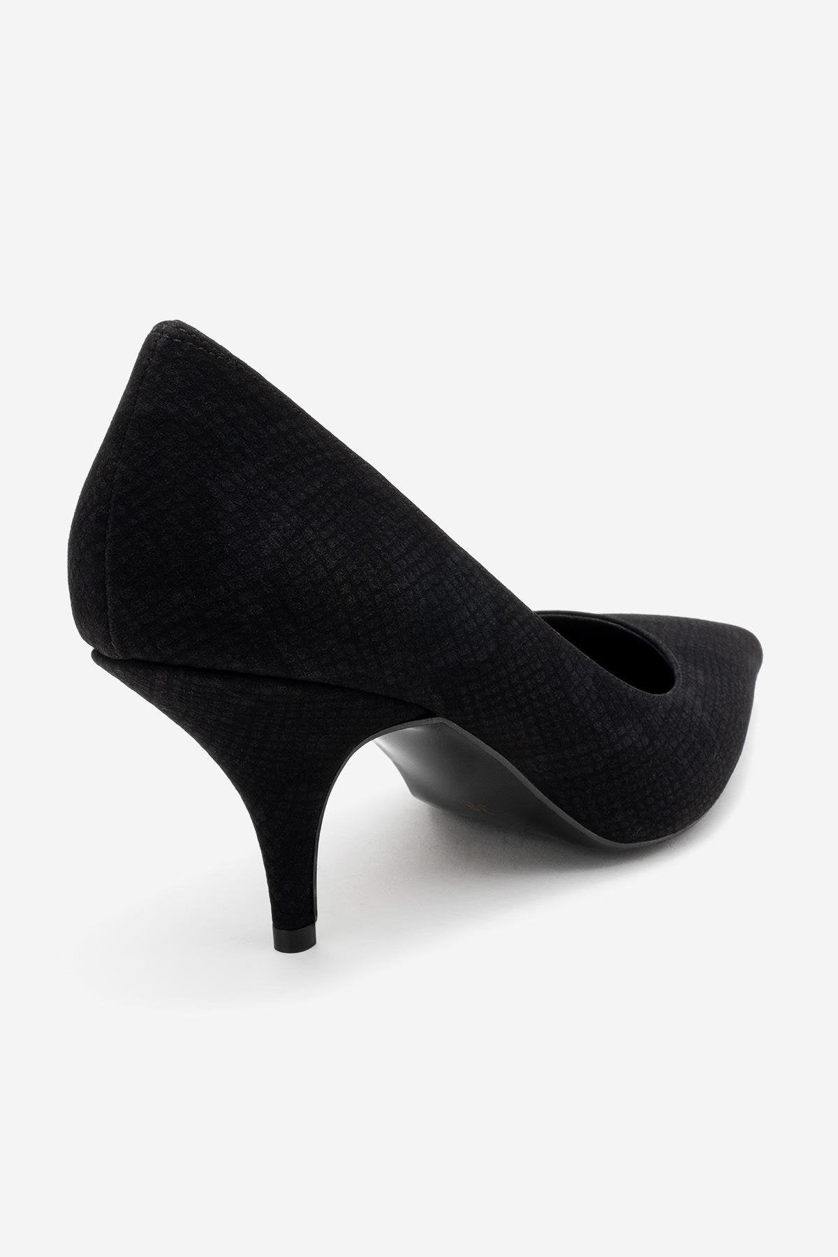 Marcus - Black Patterned Heeled Shoe (Women)