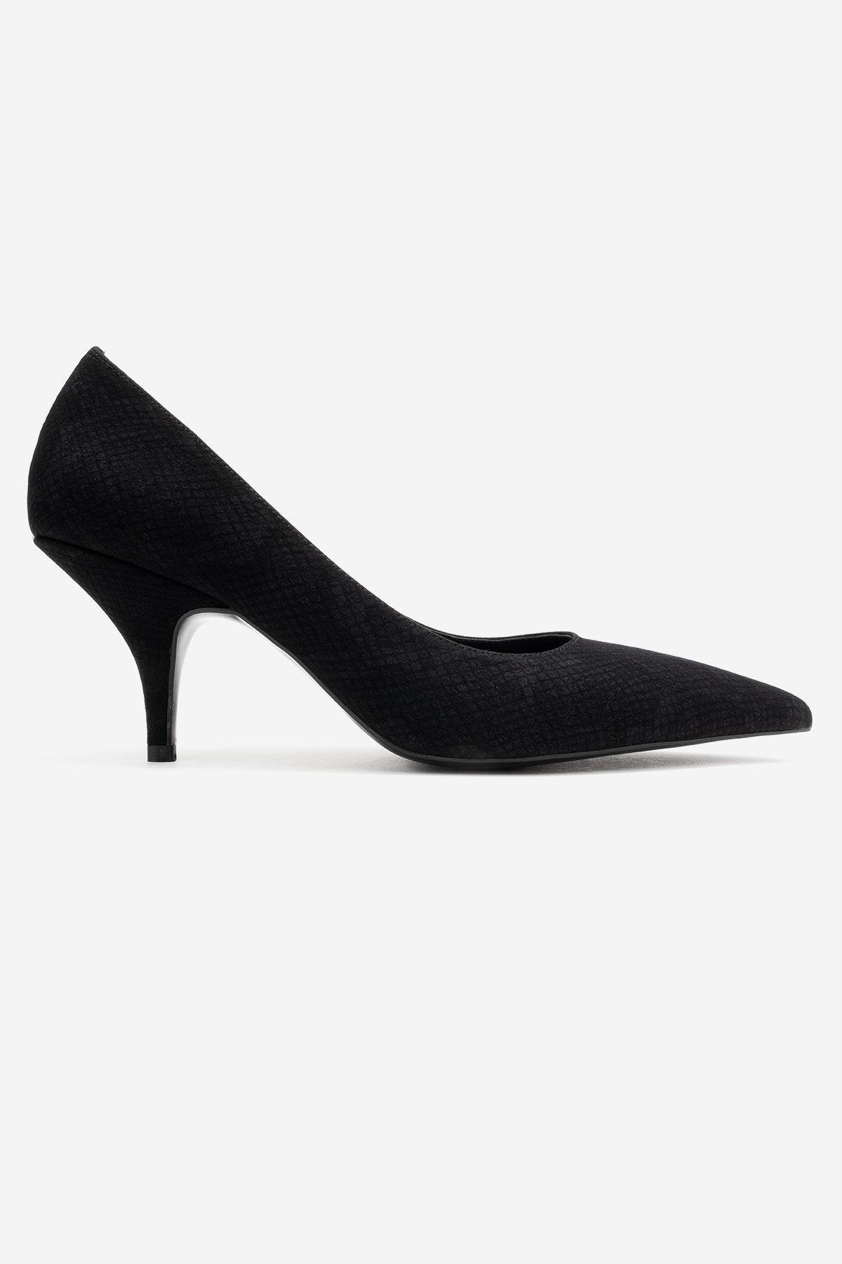 Marcus - Black Patterned Heeled Shoe (Women)