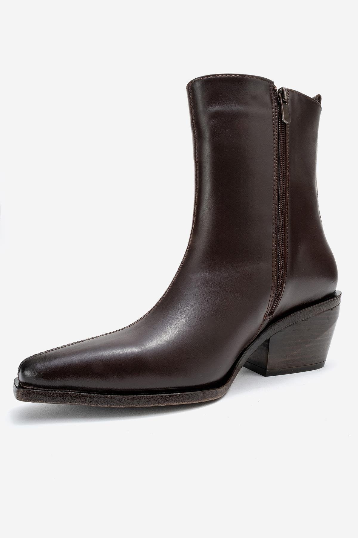 Lexia - Brown Genuine Leather Western Boot (Women)
