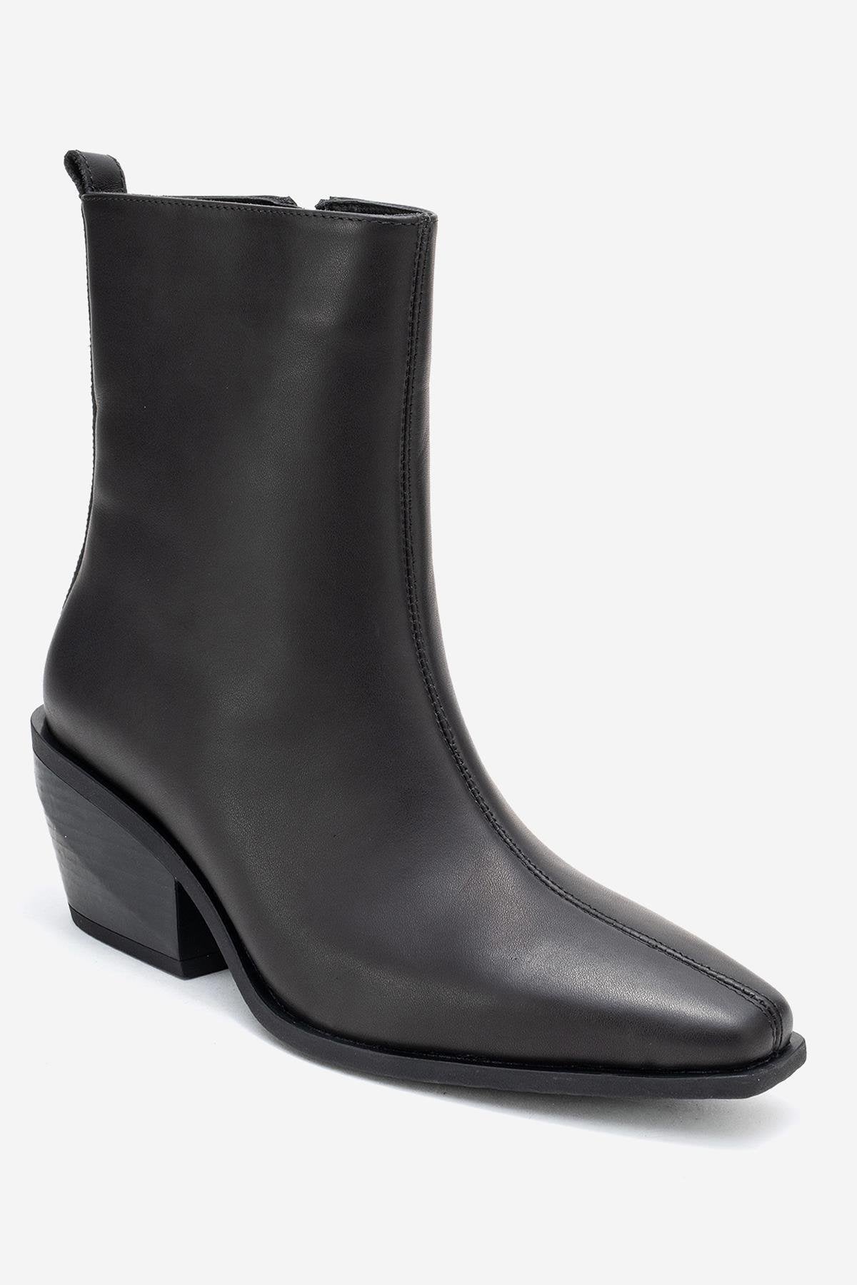Lexia - Black Genuine Leather Western Boot (Women)