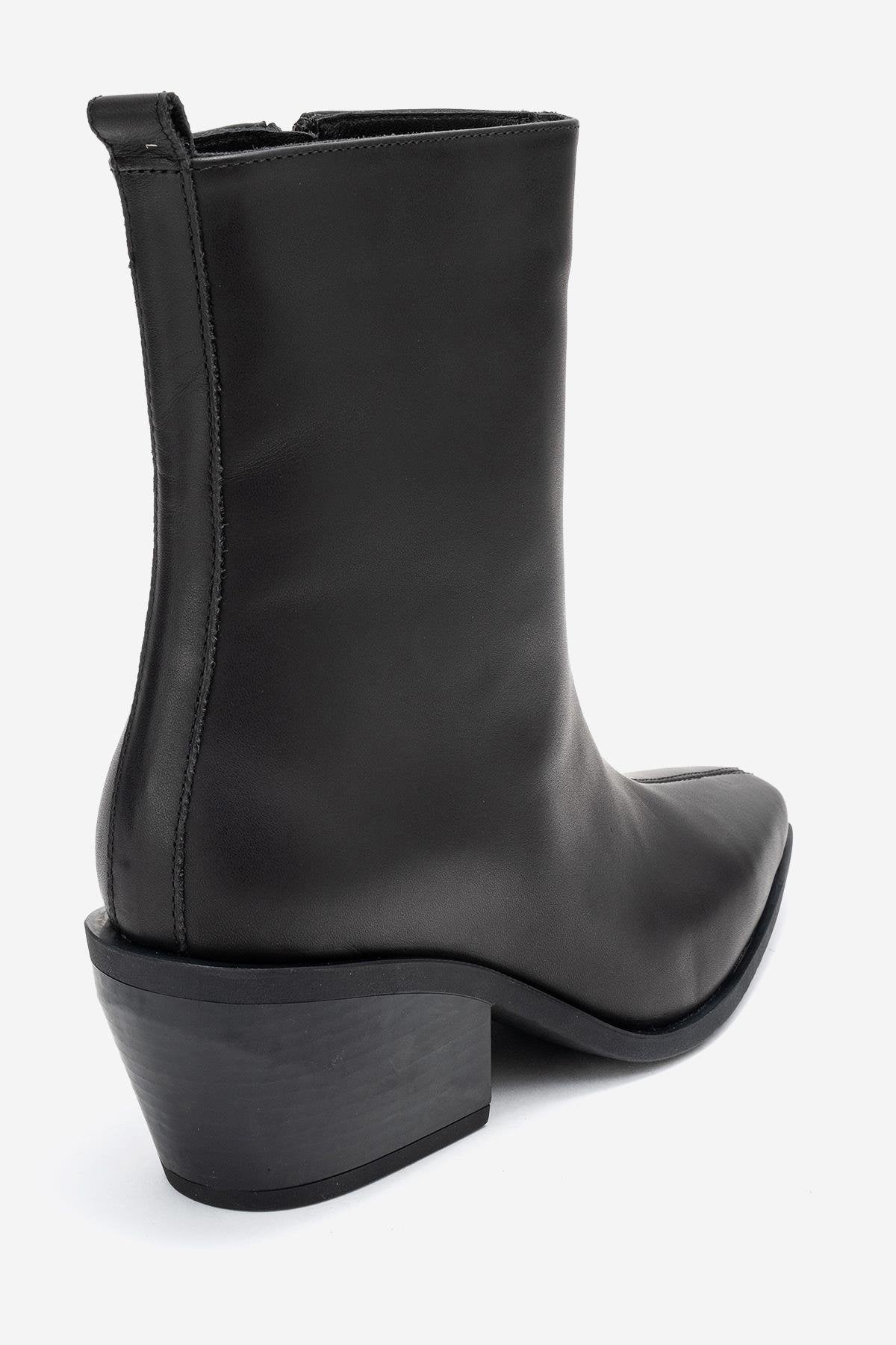 Lexia - Black Genuine Leather Western Boot (Women)