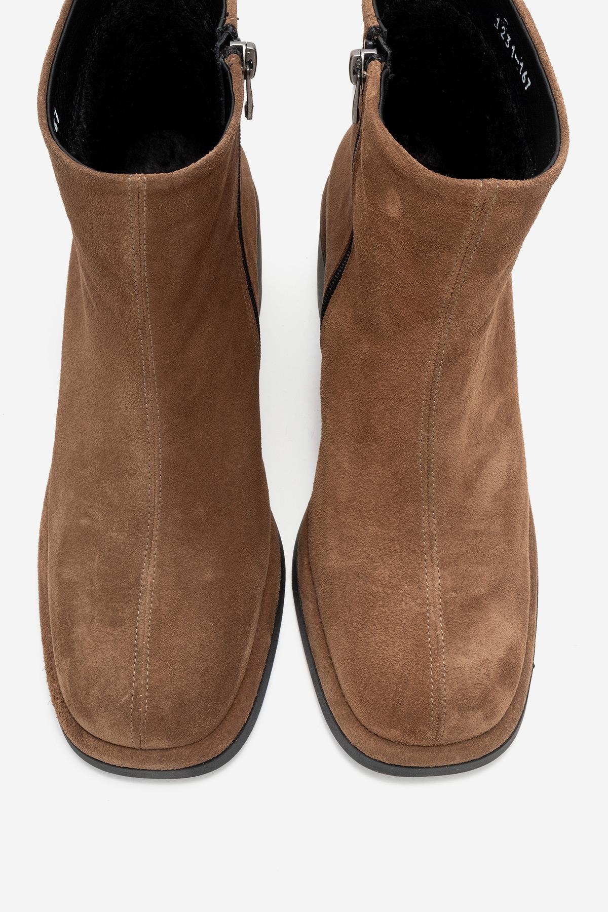 Junae - Cognac Genuine Leather Block Heel Boot (Women)