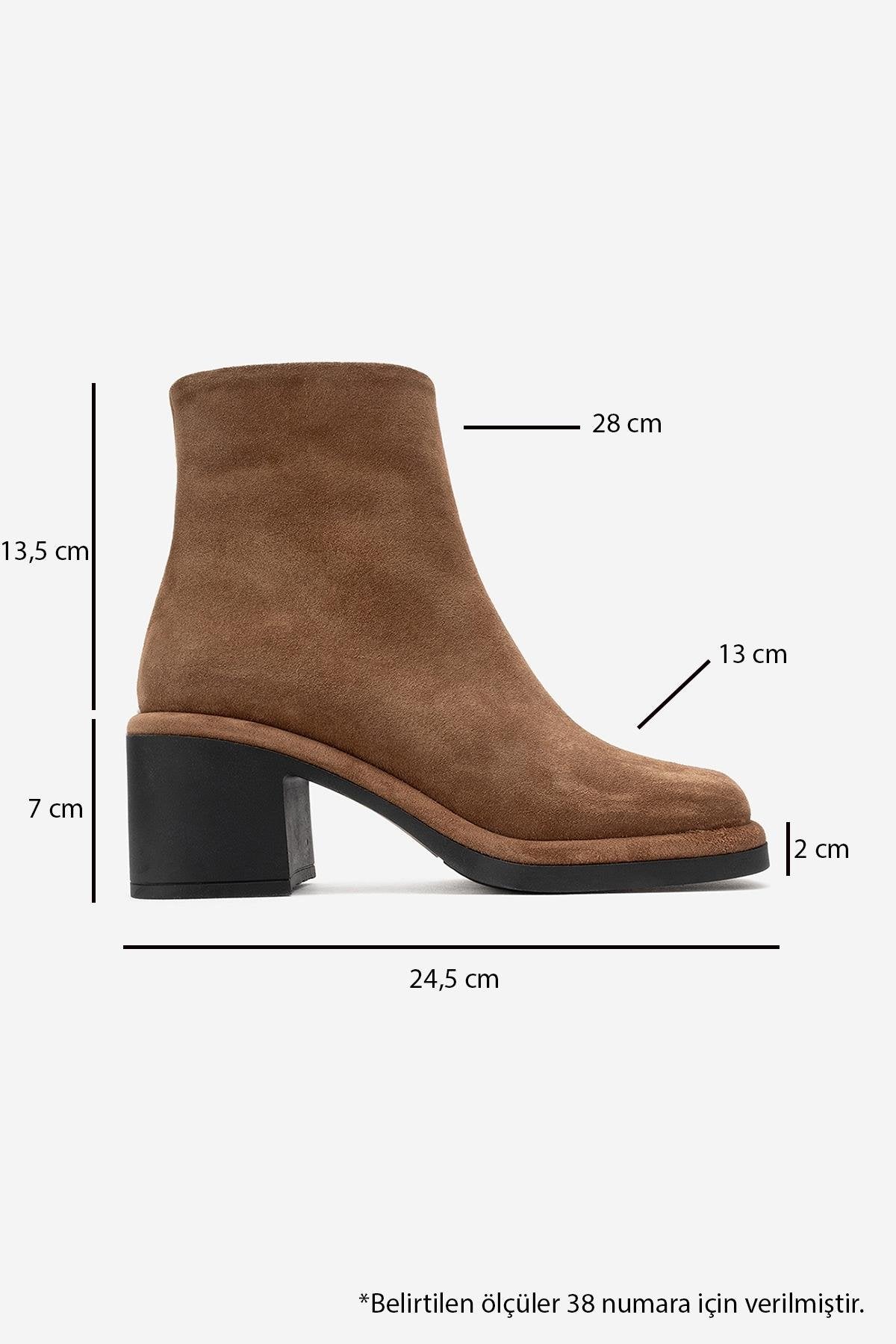 Junae - Cognac Genuine Leather Block Heel Boot (Women)