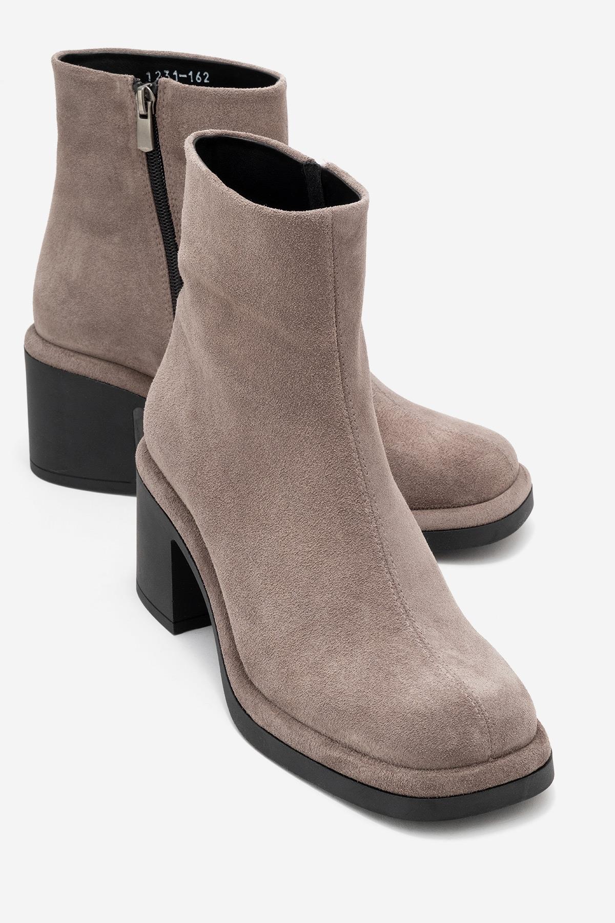 Junae - Taupe Genuine Leather Block Heel Boot (Women)