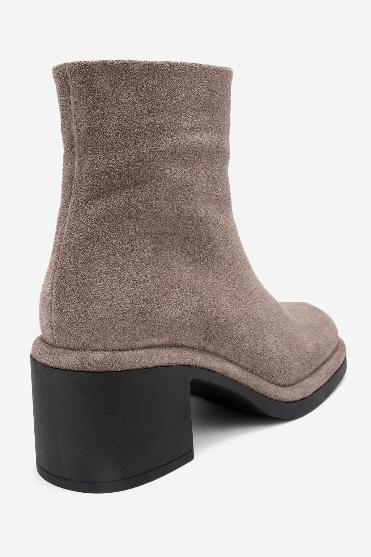 Junae - Taupe Genuine Leather Block Heel Boot (Women)