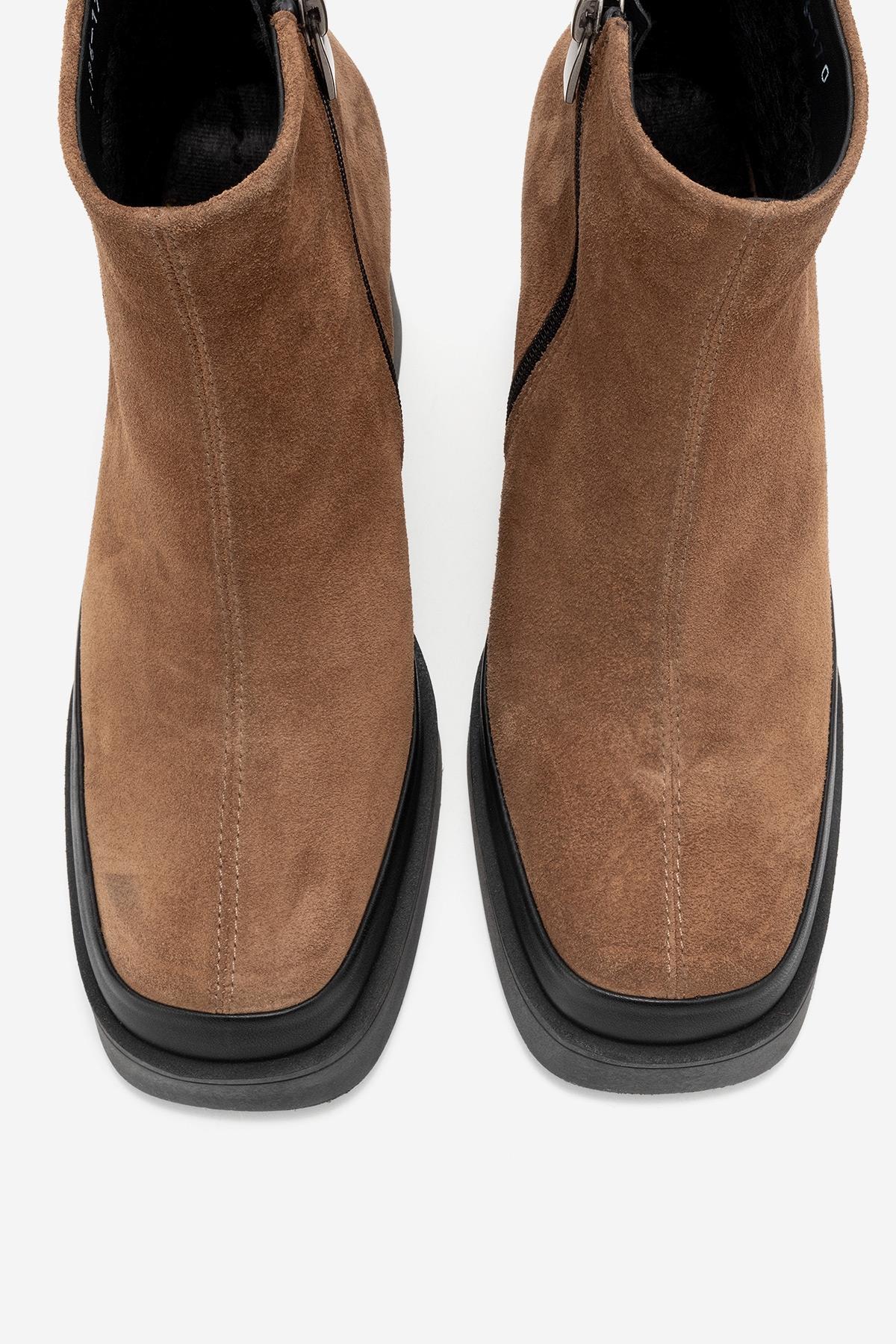Livia - Cognac Genuine Leather Platform Wedge Boot (Women)