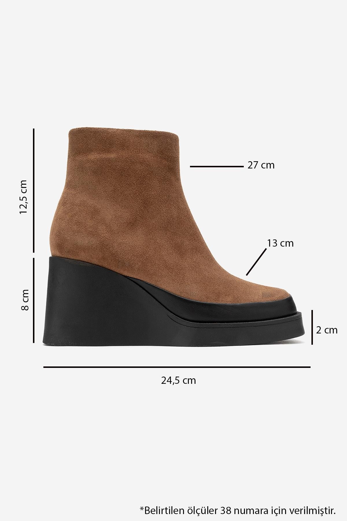Livia - Cognac Genuine Leather Platform Wedge Boot (Women)