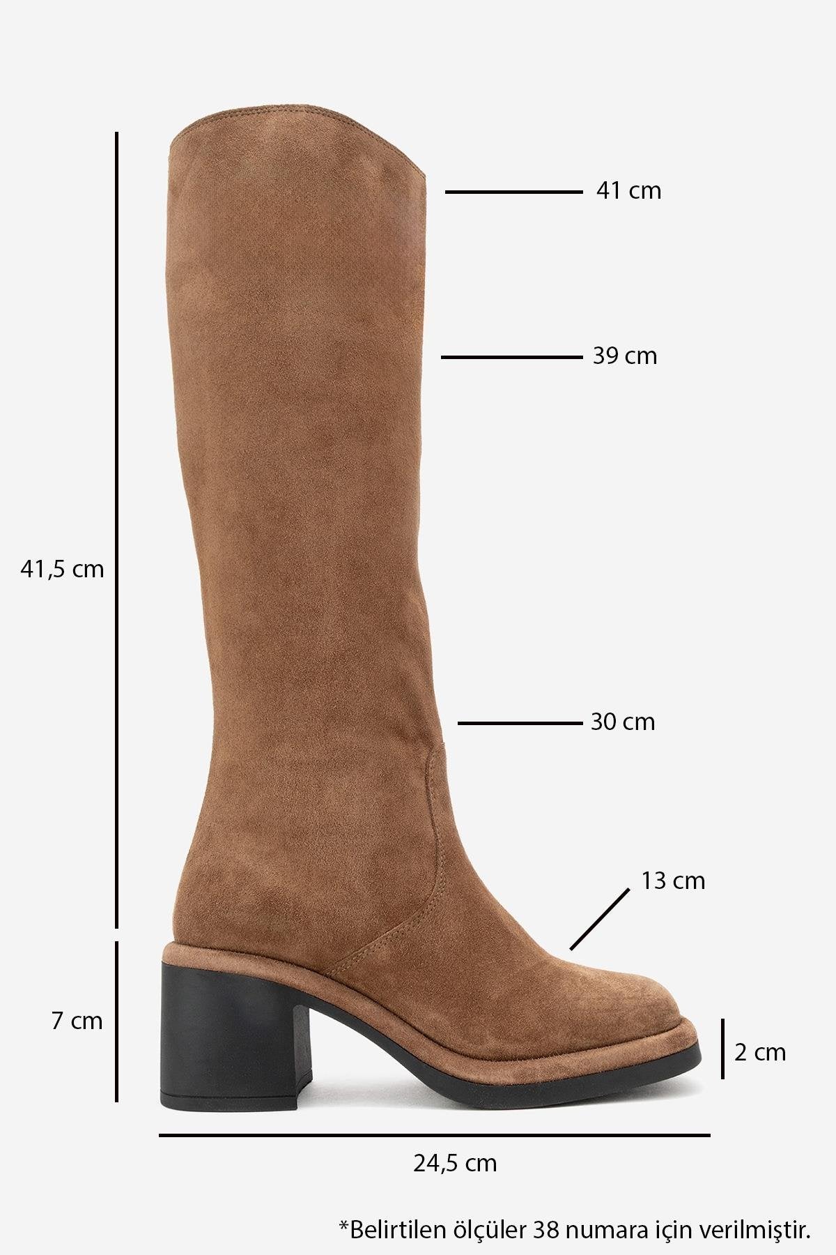 Fros - Cognac Genuine Leather Block Heel Knee-High Boot (Women)