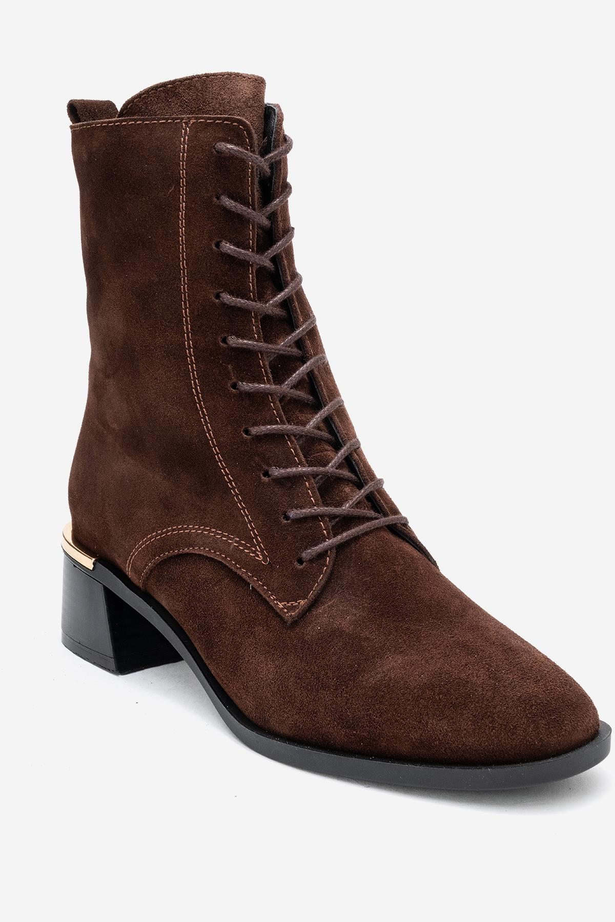 Avia - Brown Suede Genuine Leather Block Heel Ankle Boot (Women)