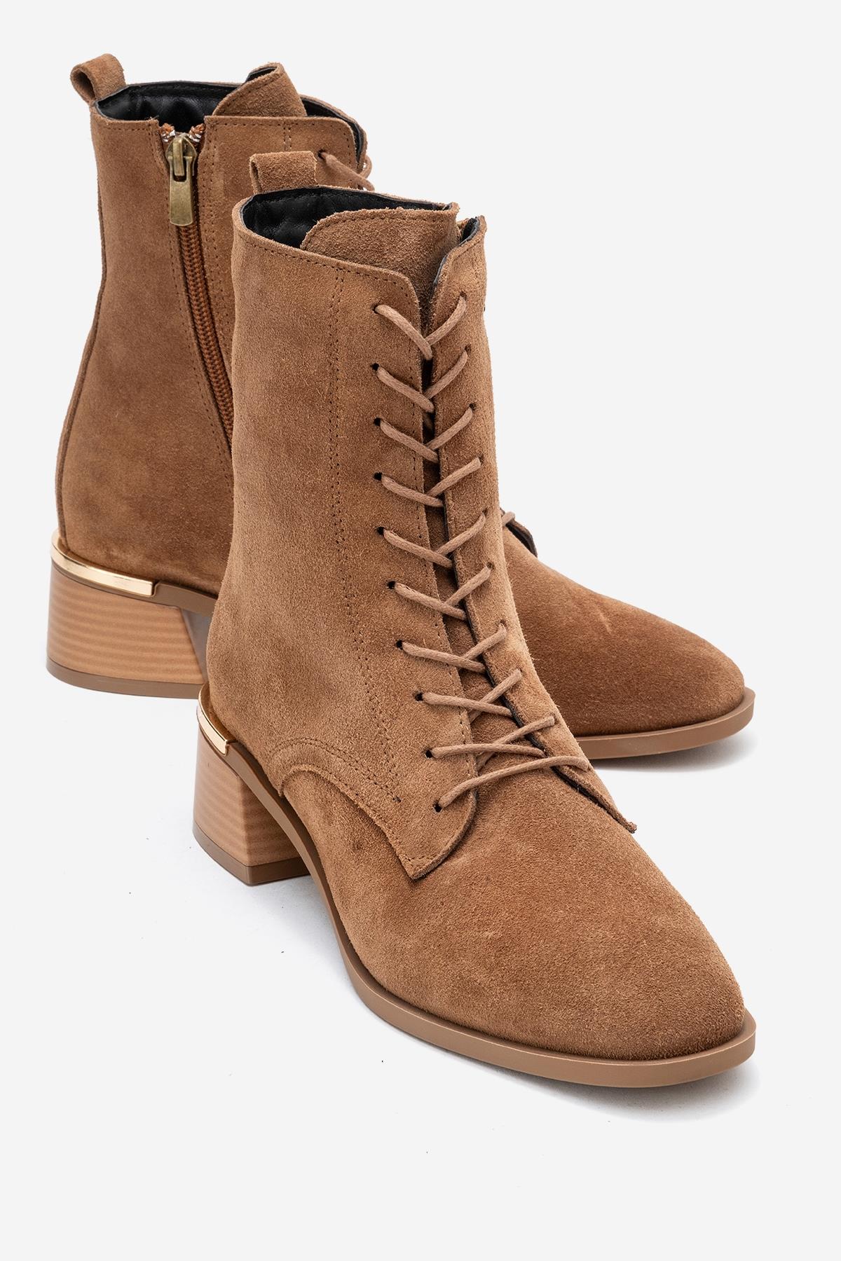 Avia - Taupe Suede Genuine Leather Block Heel Ankle Boot (Women)