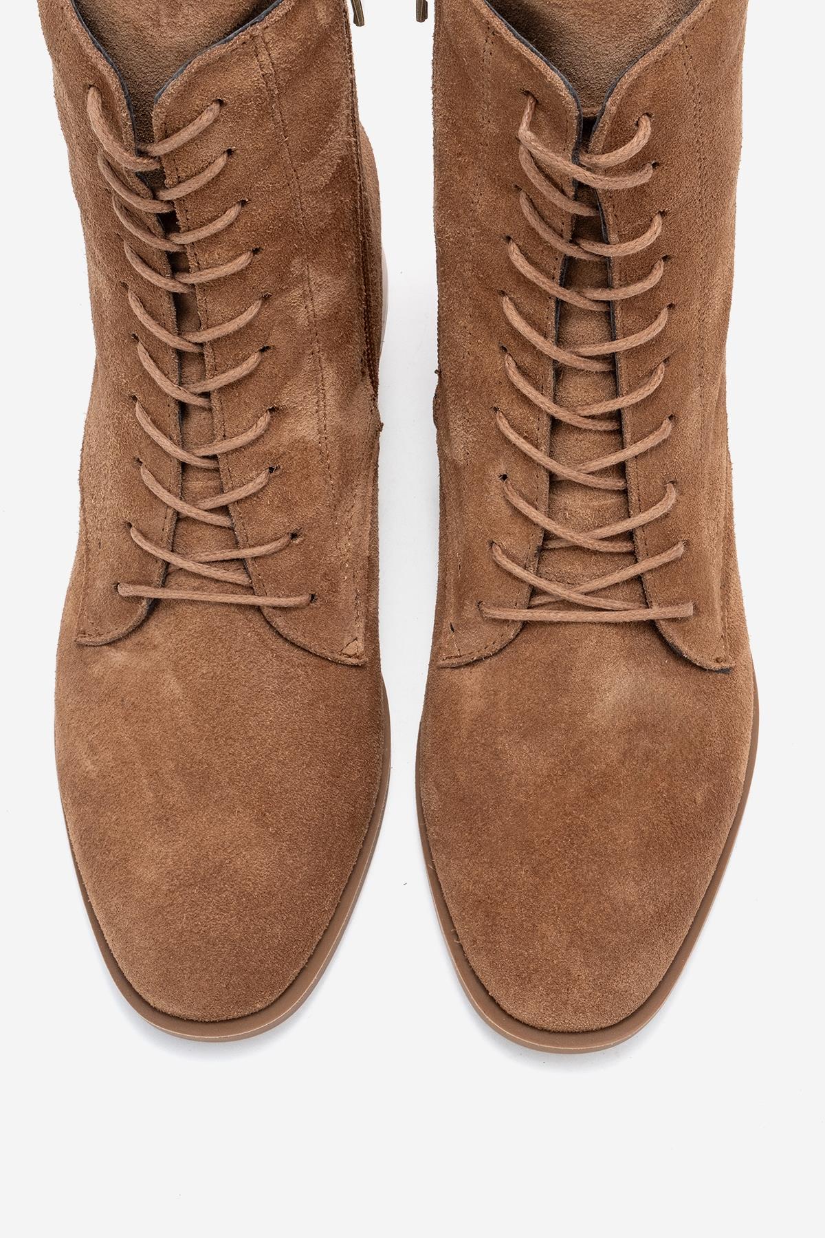 Avia - Taupe Suede Genuine Leather Block Heel Ankle Boot (Women)