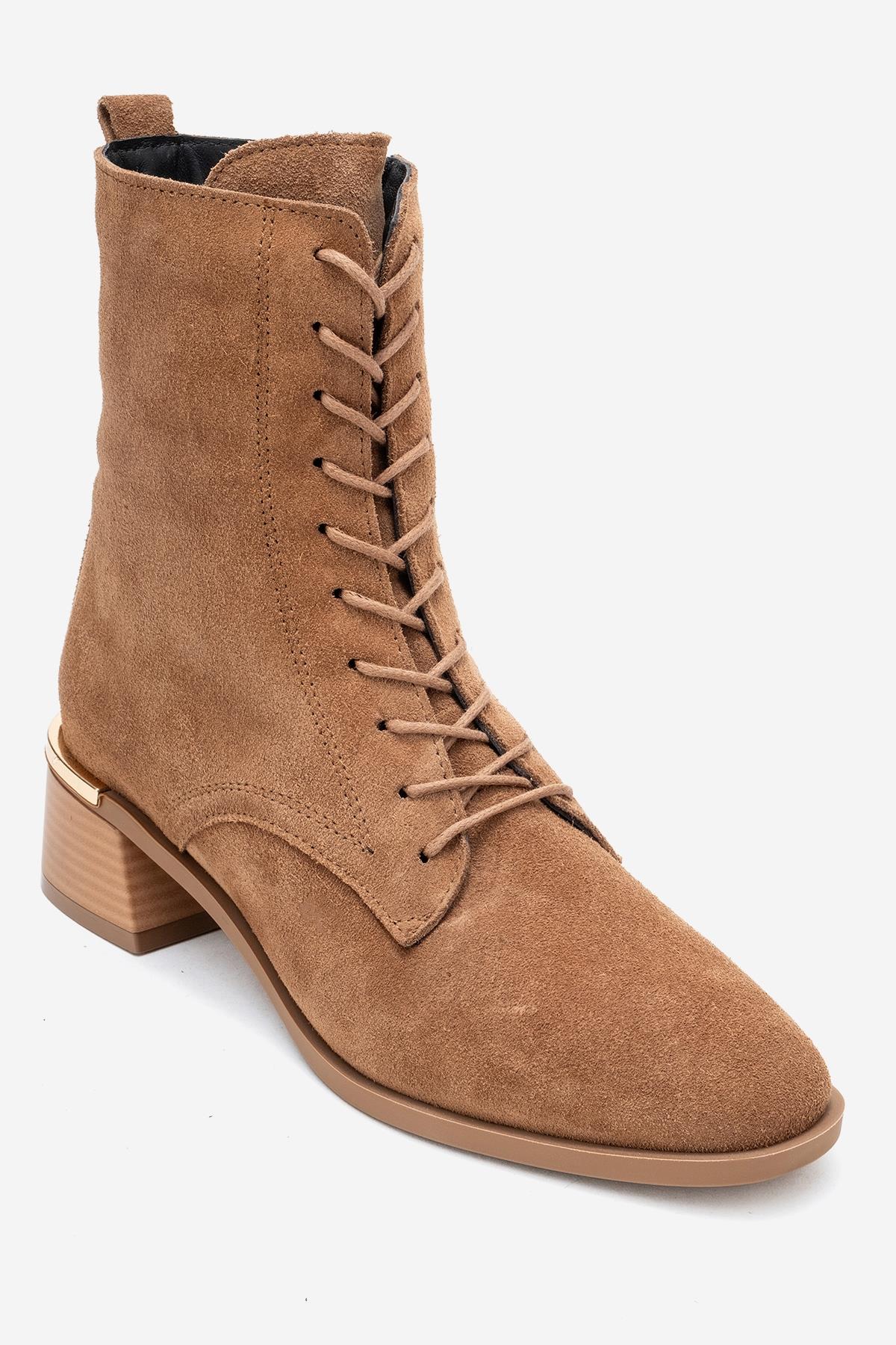 Avia - Taupe Suede Genuine Leather Block Heel Ankle Boot (Women)