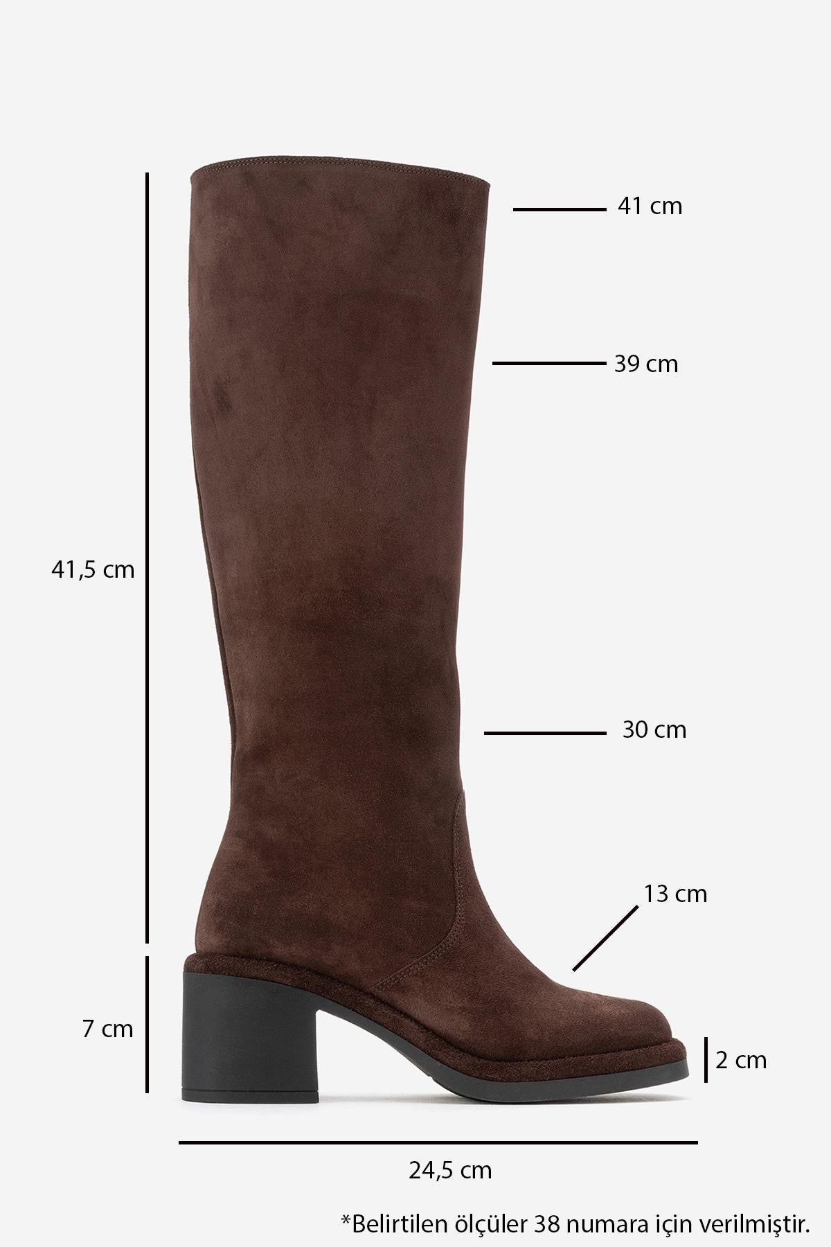 Fros - Brown Genuine Leather Block Heel Knee-High Boot (Women)