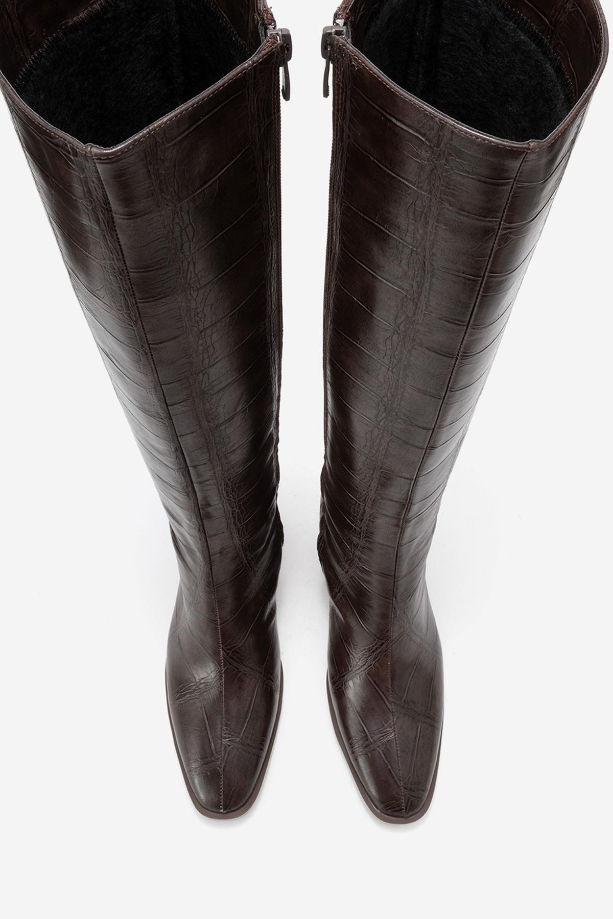 Venia - Brown Block Heel Knee-High Boot (Women)