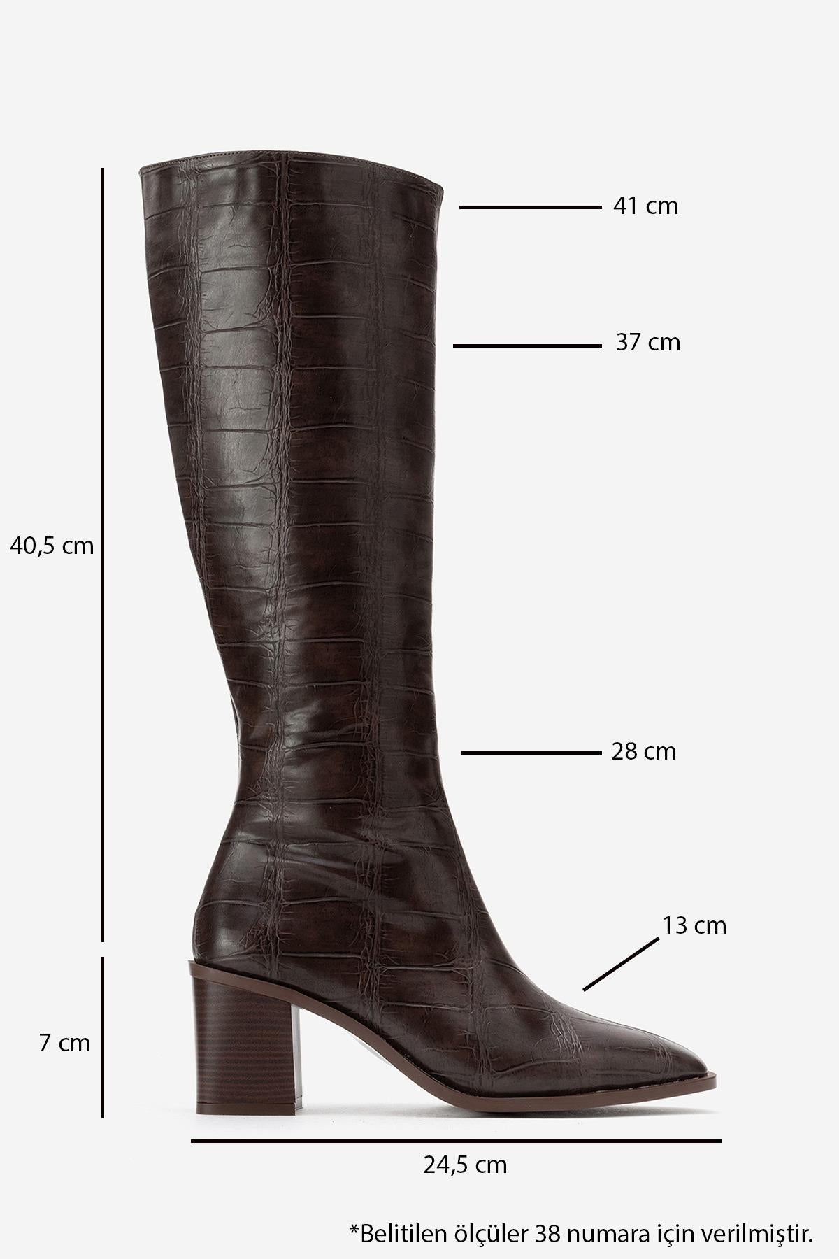 Venia - Brown Block Heel Knee-High Boot (Women)