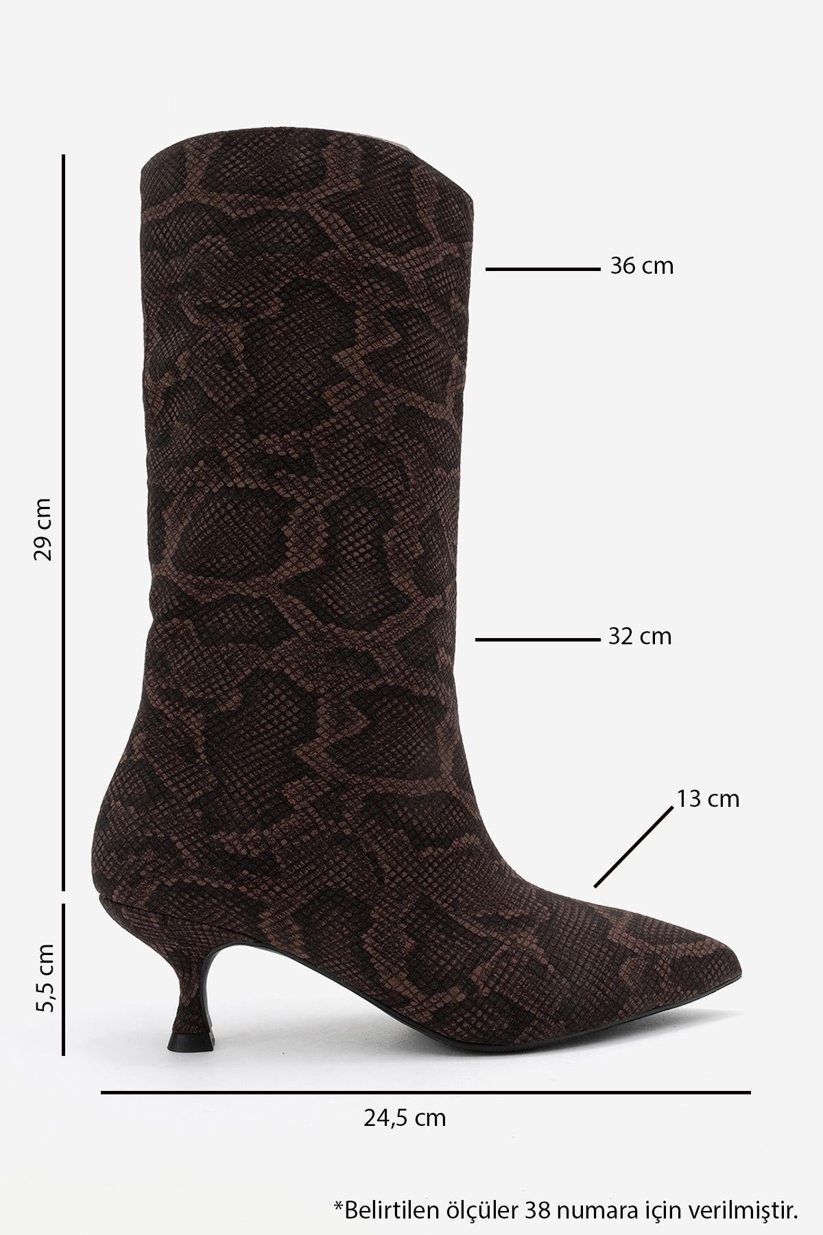 Crow - Brown Patterned Pointed Toe Ankle Boot (Women)