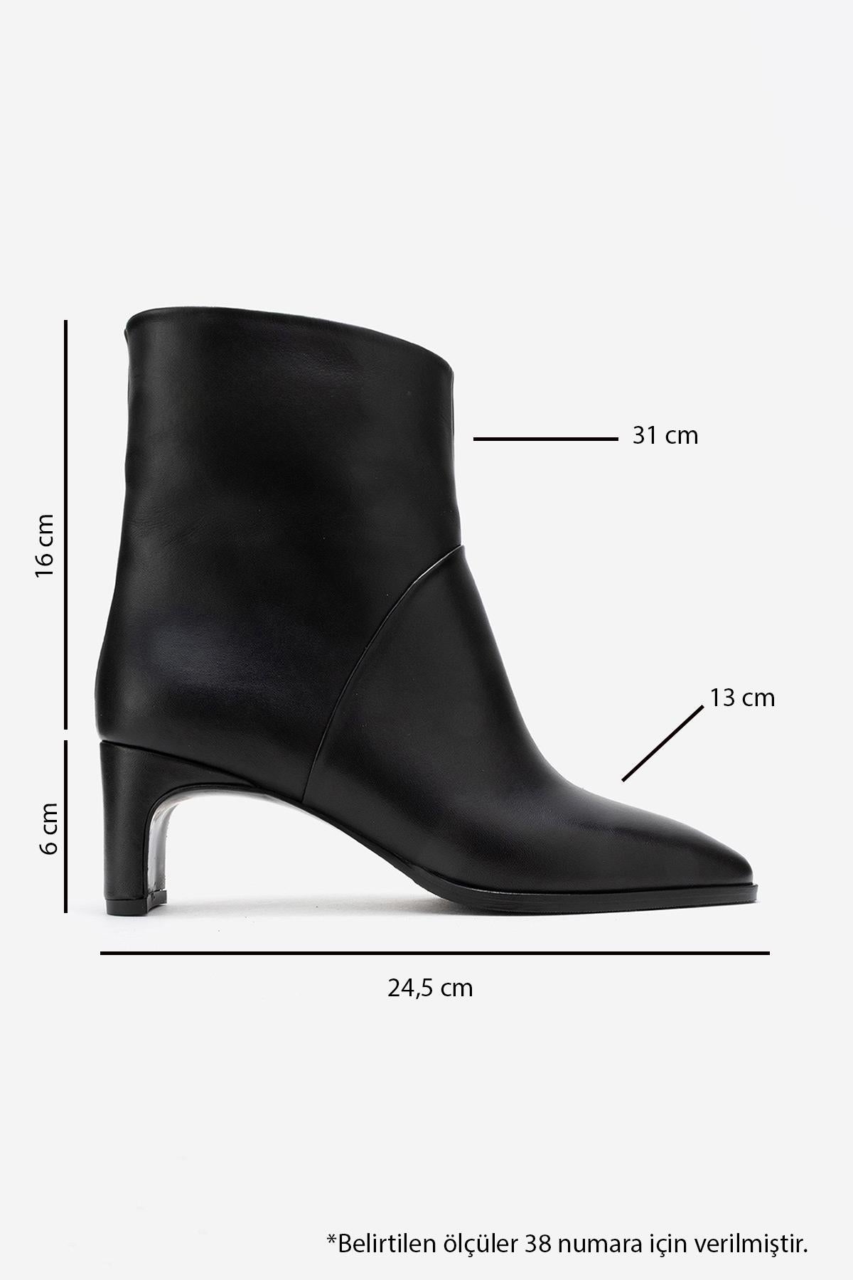 Nordy - Black Genuine Leather Block Heel Boot (Women)