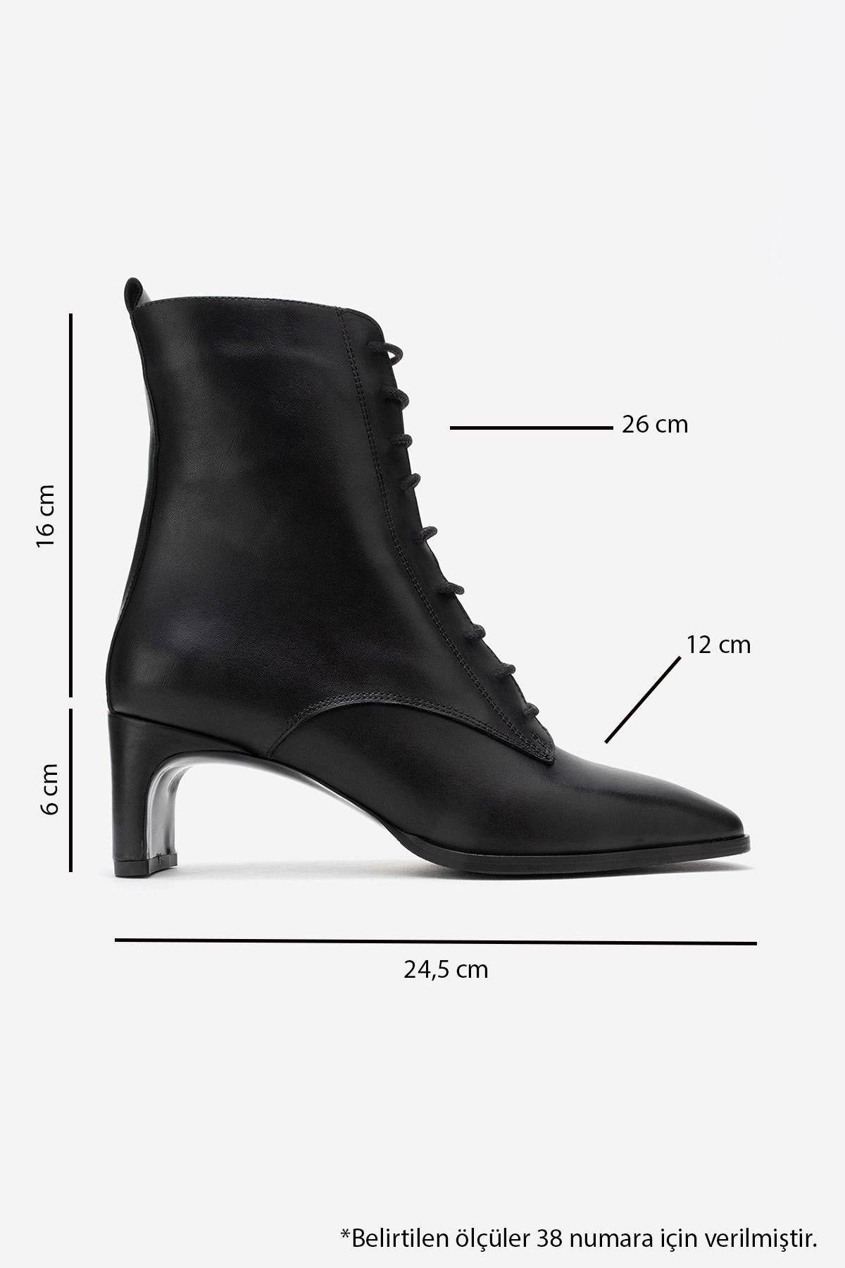 Sudy - Black Genuine Leather Lace-Up Block Heel Boot (Women)
