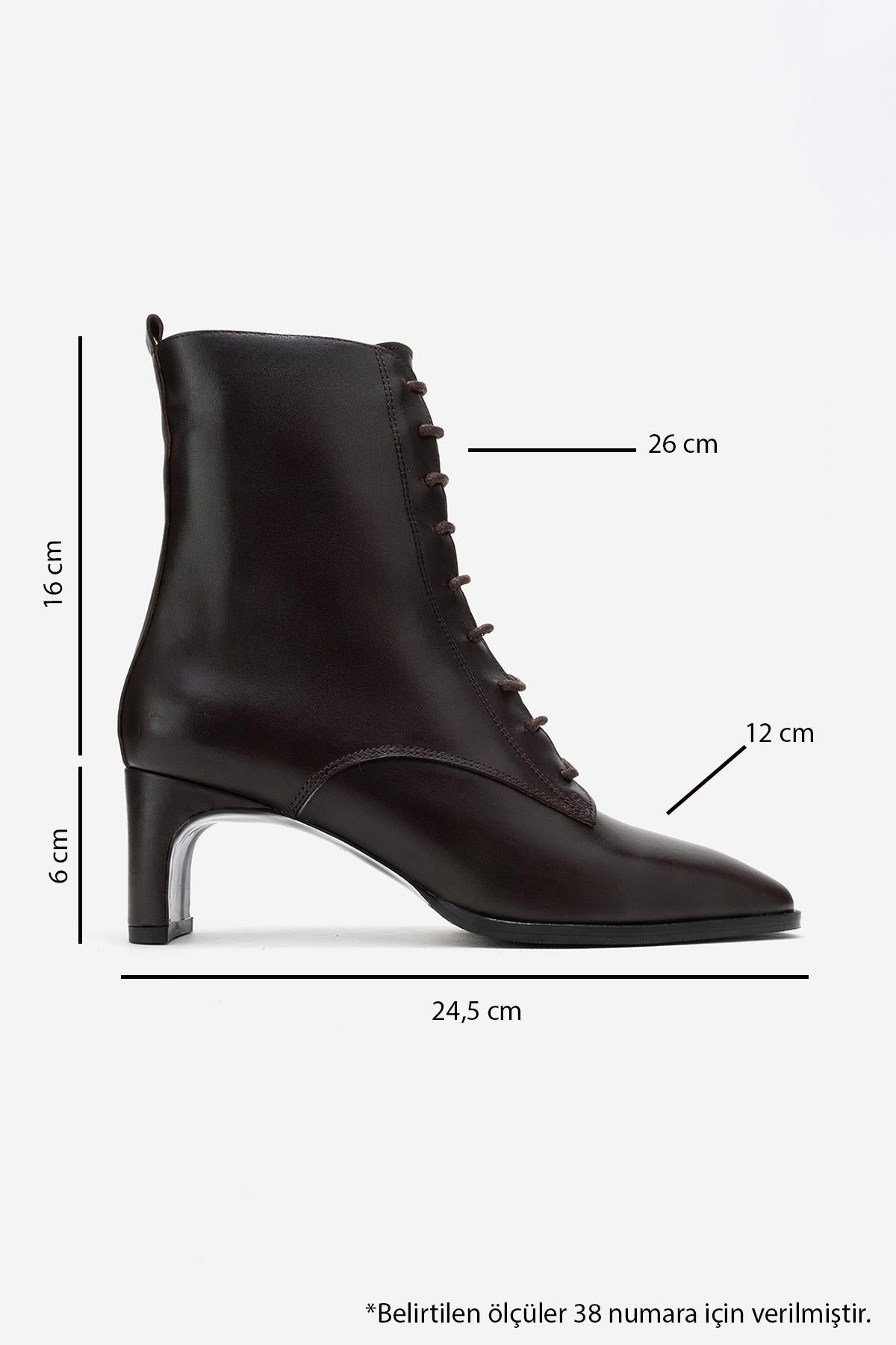 Sudy - Brown Genuine Leather Lace-Up Block Heel Boot (Women)