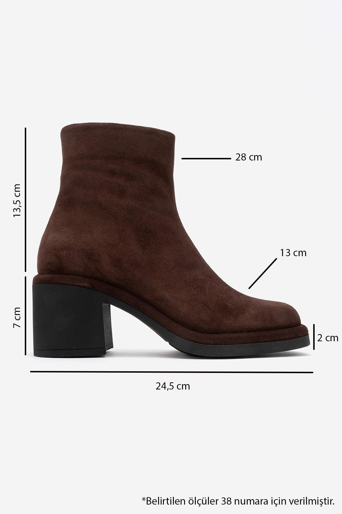 Junae - Brown Genuine Leather Block Heel Ankle Boot (Women)