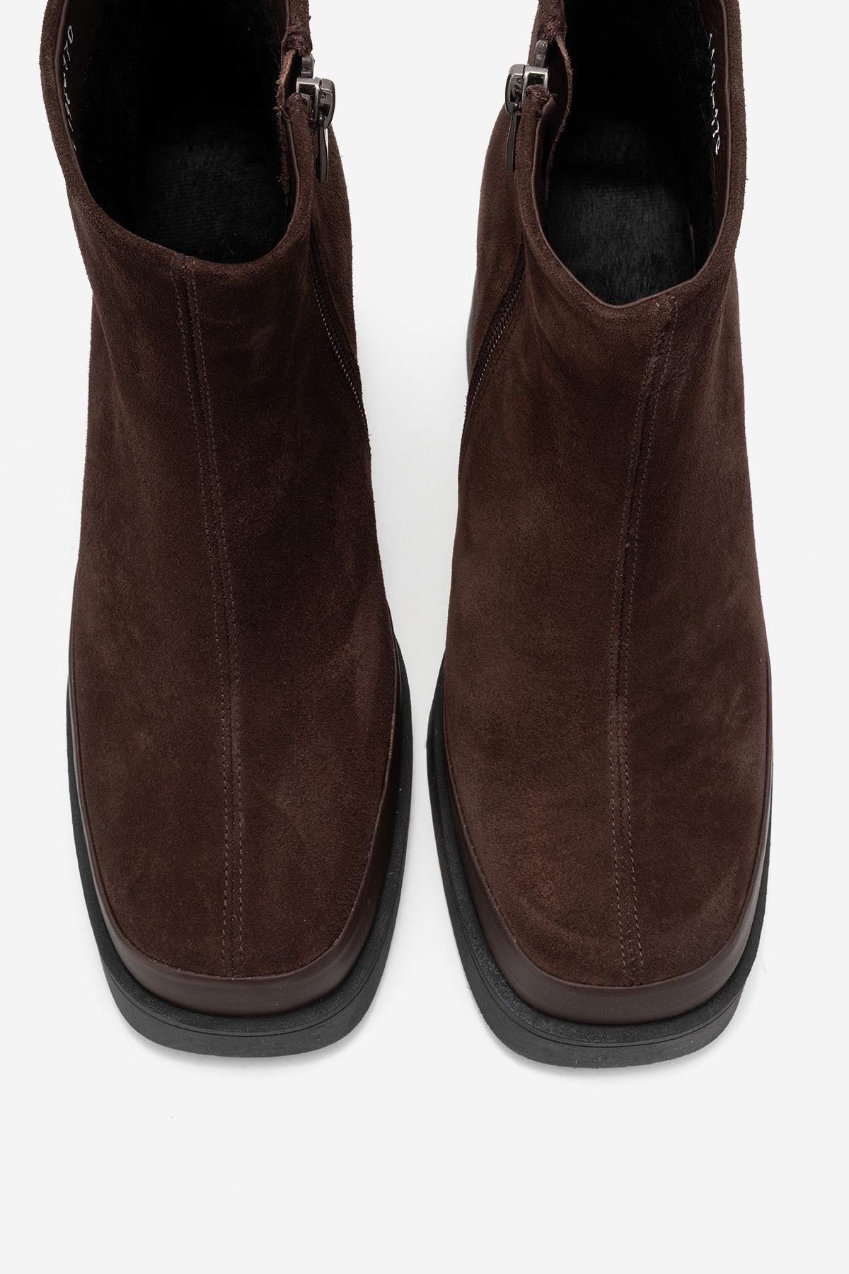 Livia - Brown Genuine Leather Wedge Platform Ankle Boot (Women)