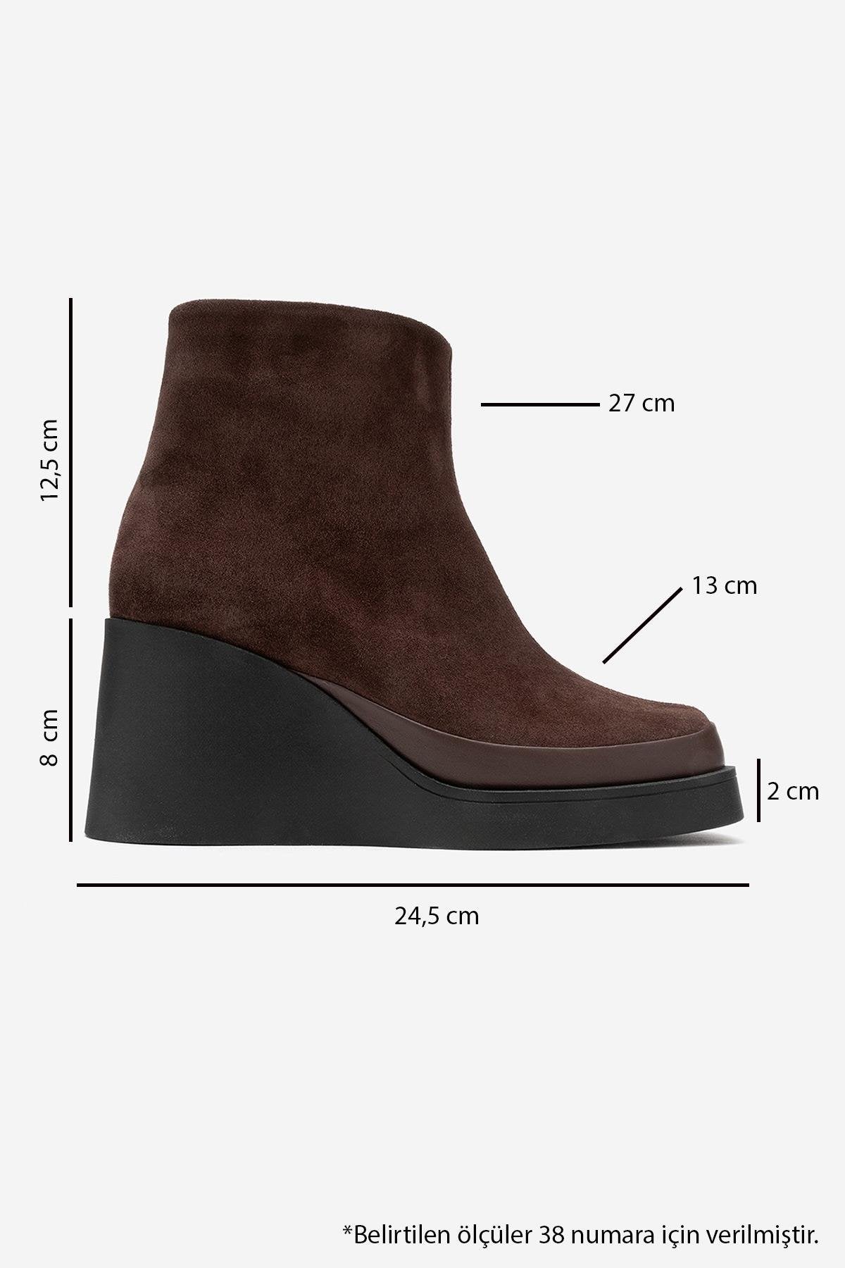 Livia - Brown Genuine Leather Wedge Platform Ankle Boot (Women)
