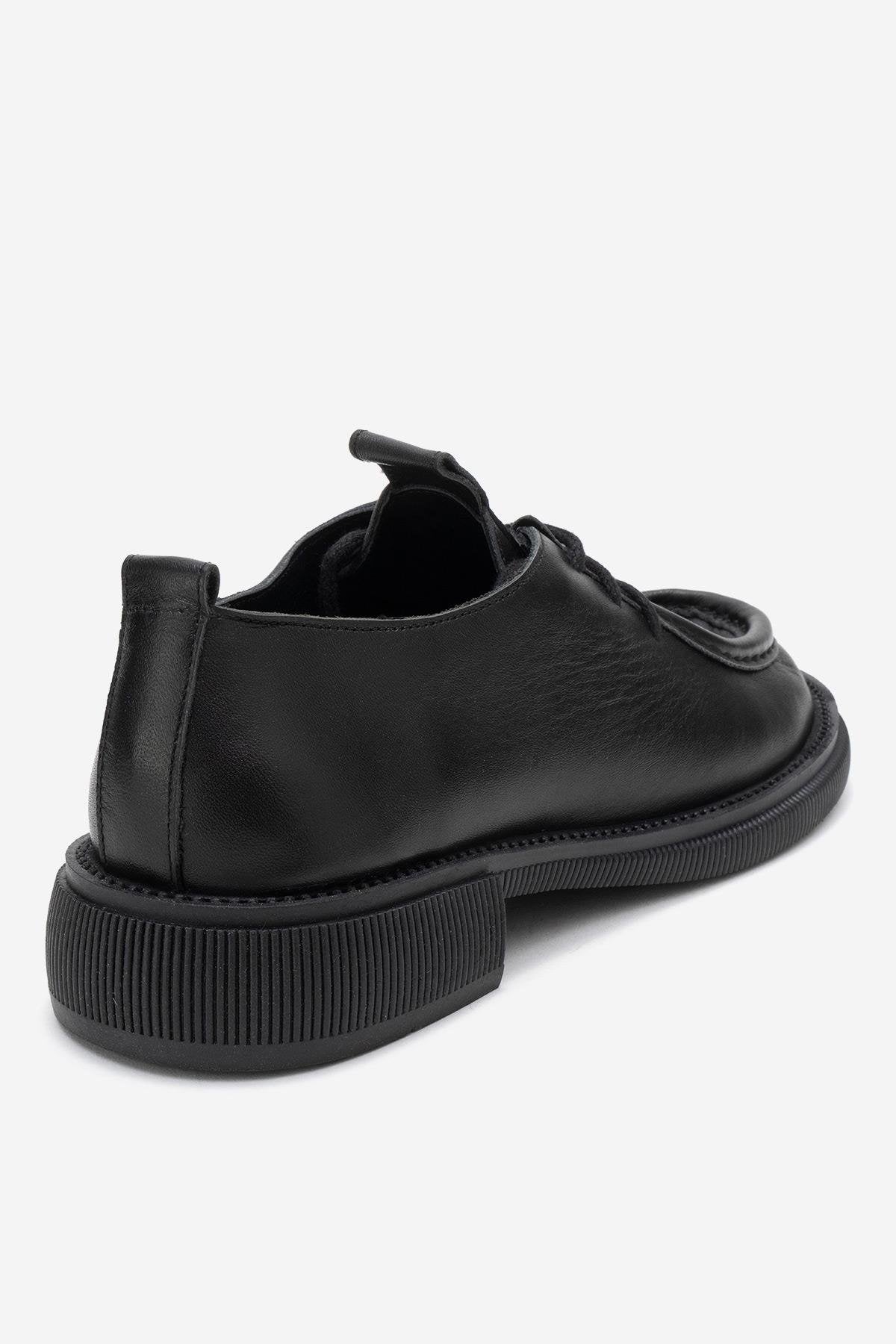 Band - Black Genuine Leather Lace-Up Loafer (Women)